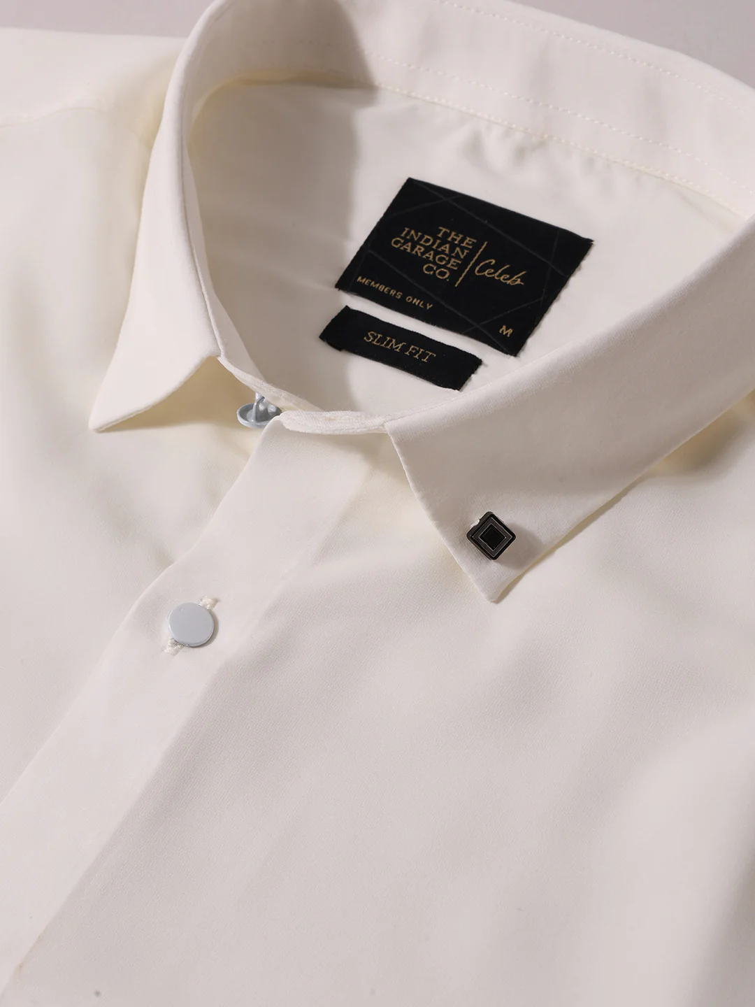 Men's White Slim Fit Solid Party Wear Shirt - Image 3