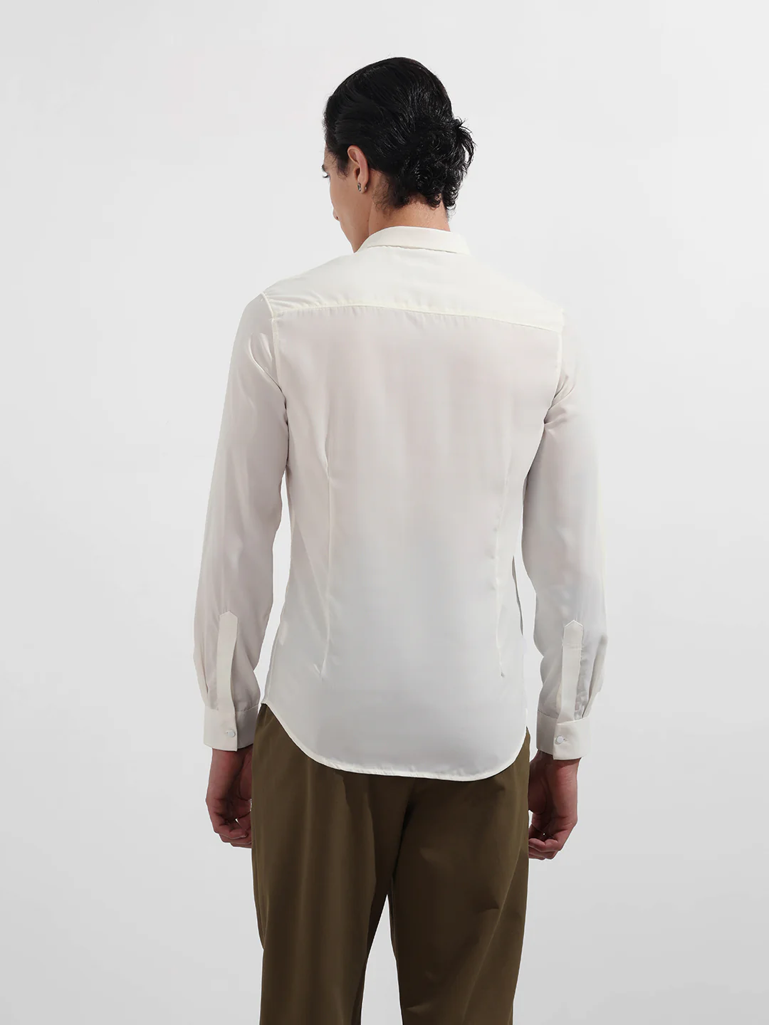 Men's White Slim Fit Solid Party Wear Shirt - Image 6