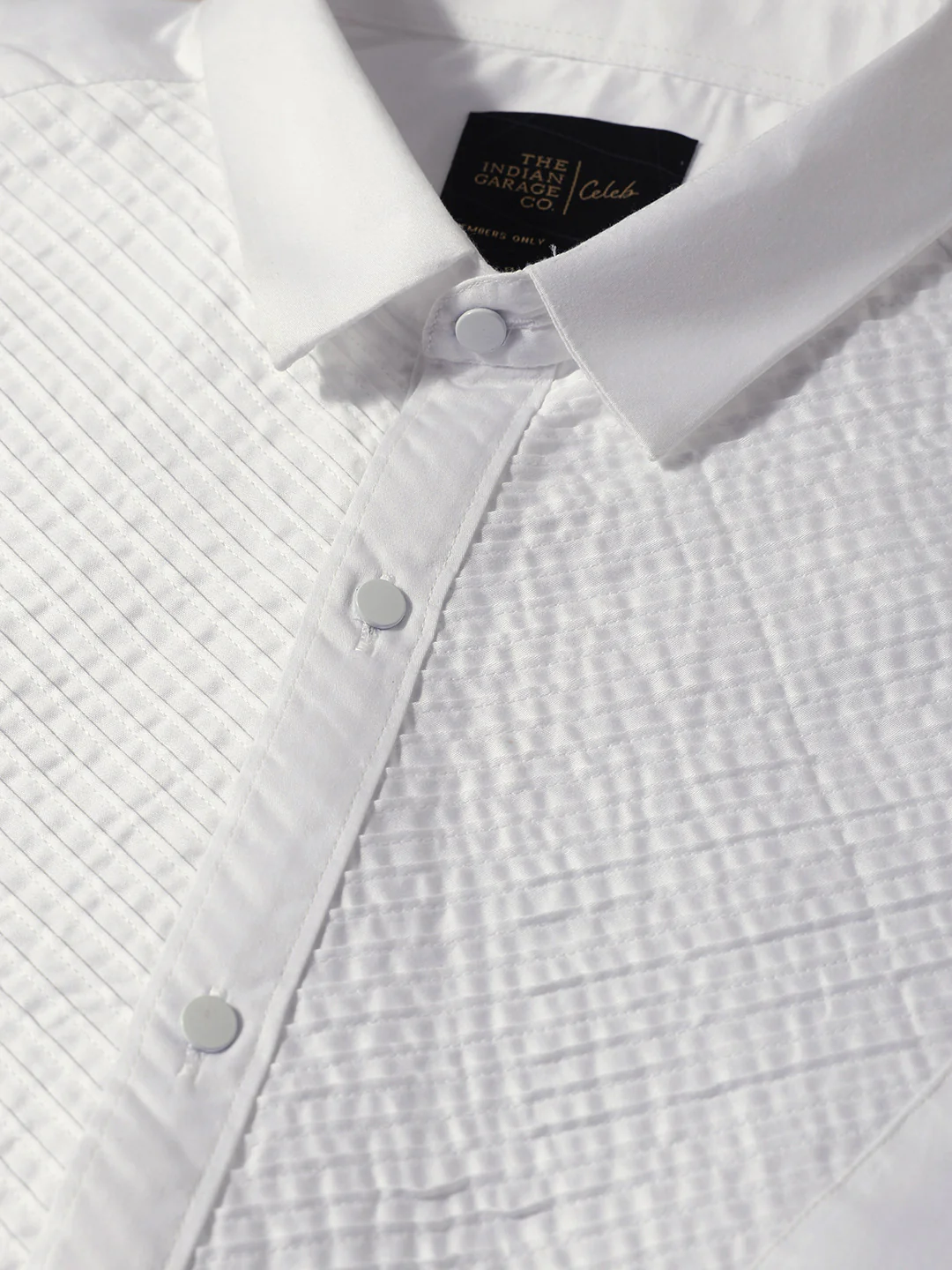 Men's White Slim Fit Solid Party Wear Shirt - Image 3