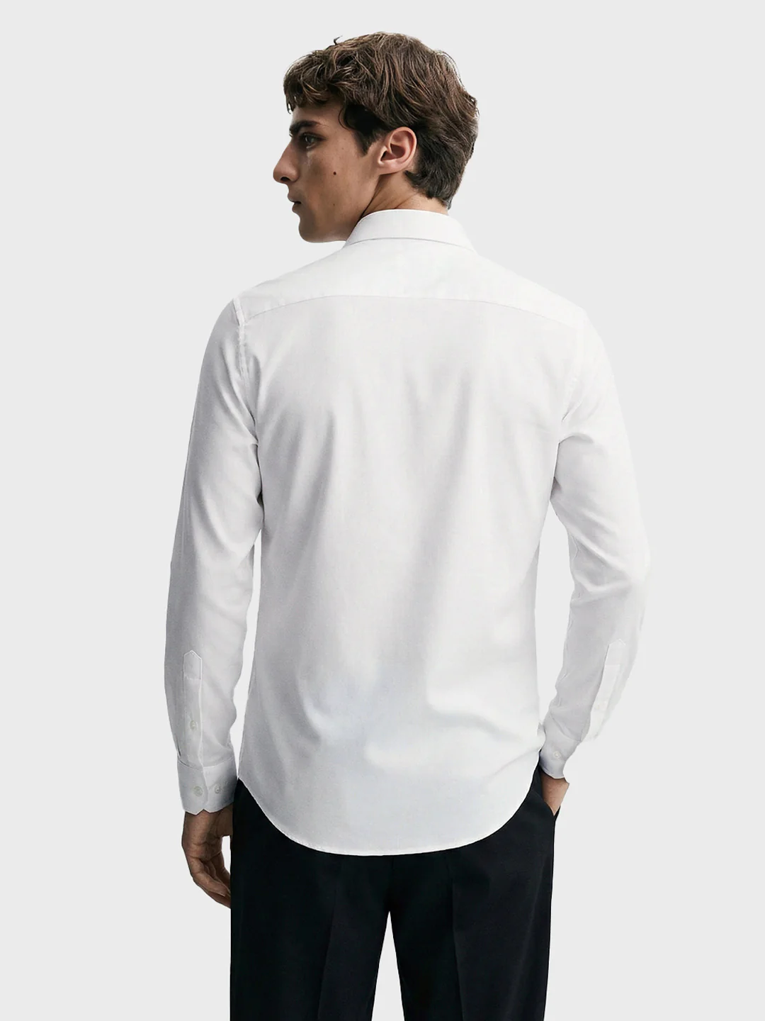 Men's White Slim Fit Solid Party Wear Shirt - Image 4