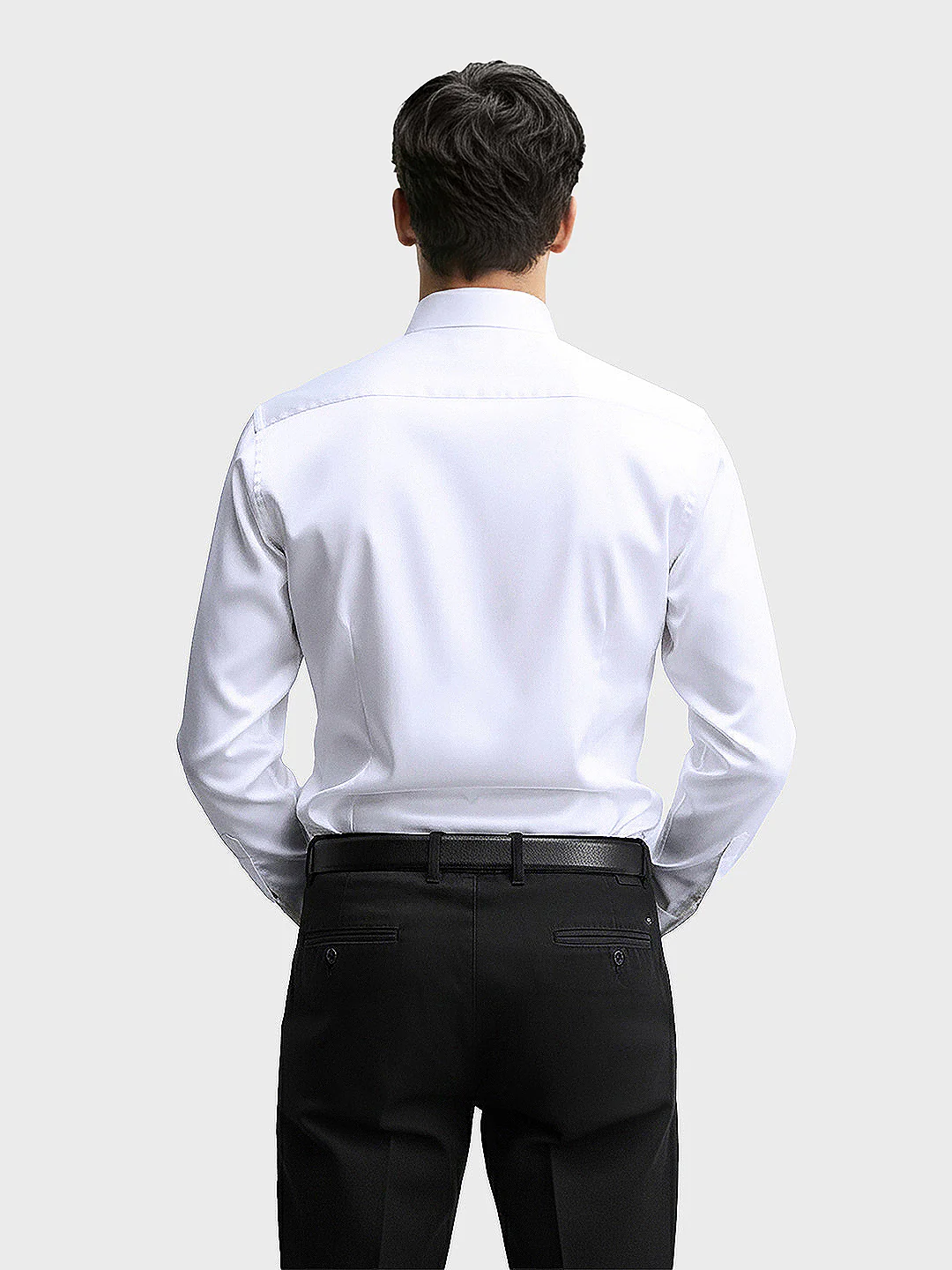 Men's White Slim Fit Solid Party Wear Shirt - Image 2