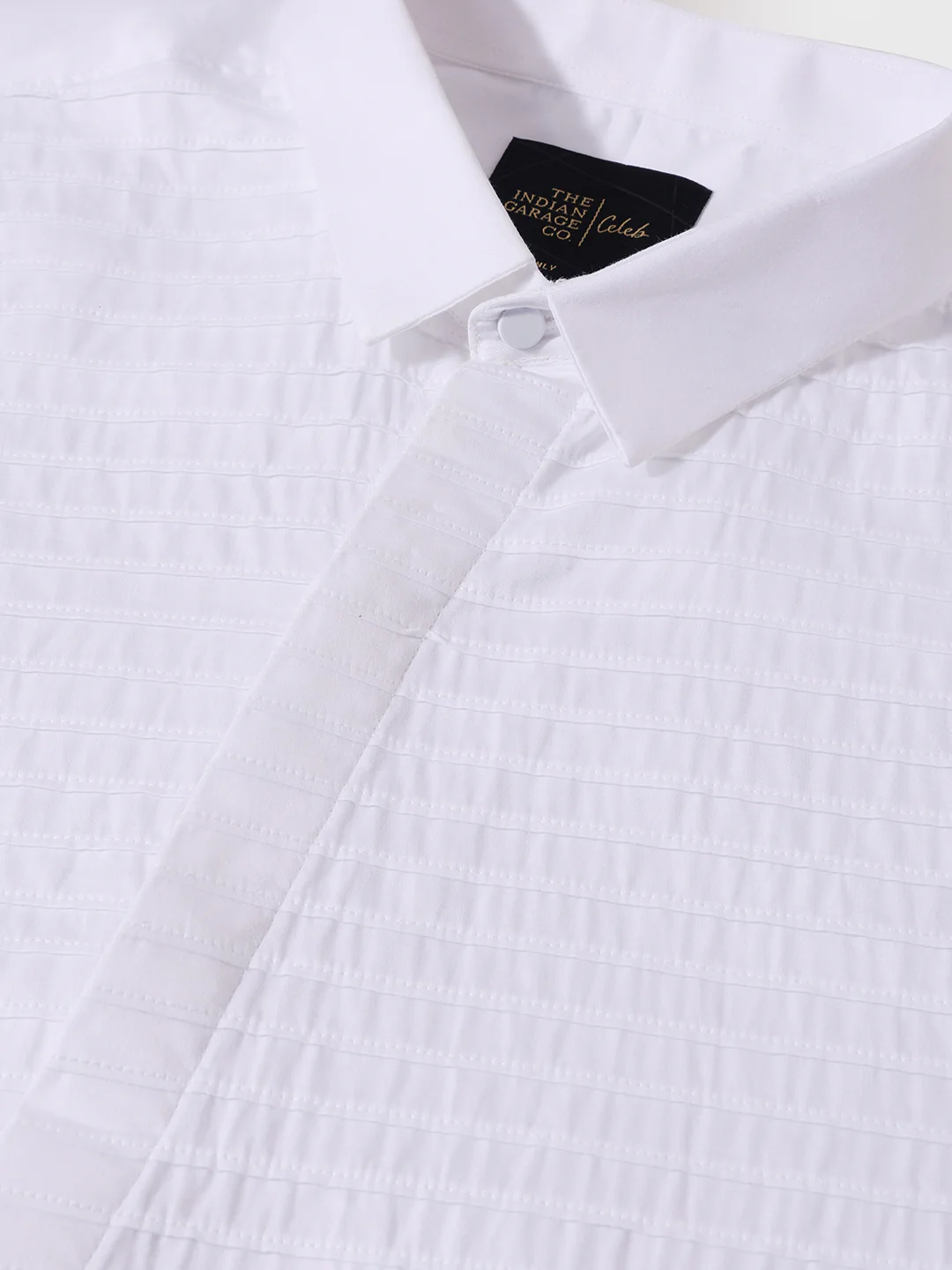 Men's White Slim Fit Solid Party Wear Shirt - Image 3