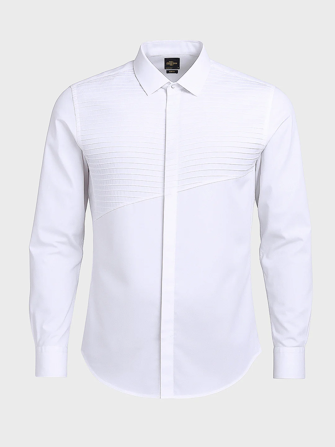 Men's White Slim Fit Solid Party Wear Shirt - Image 4
