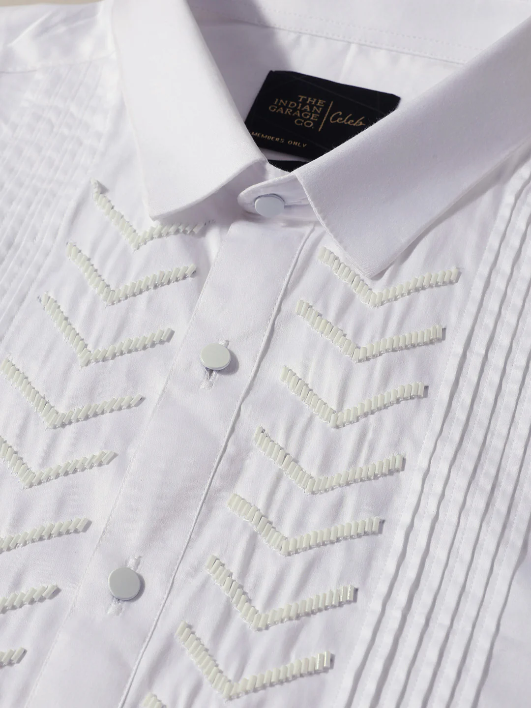 Men's White Slim Fit Solid Party Wear Shirt - Image 3