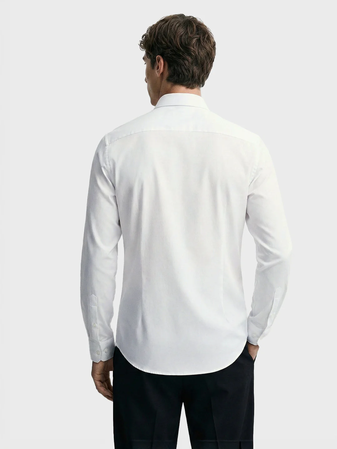 Men's White Slim Fit Solid Party Wear Shirt - Image 4