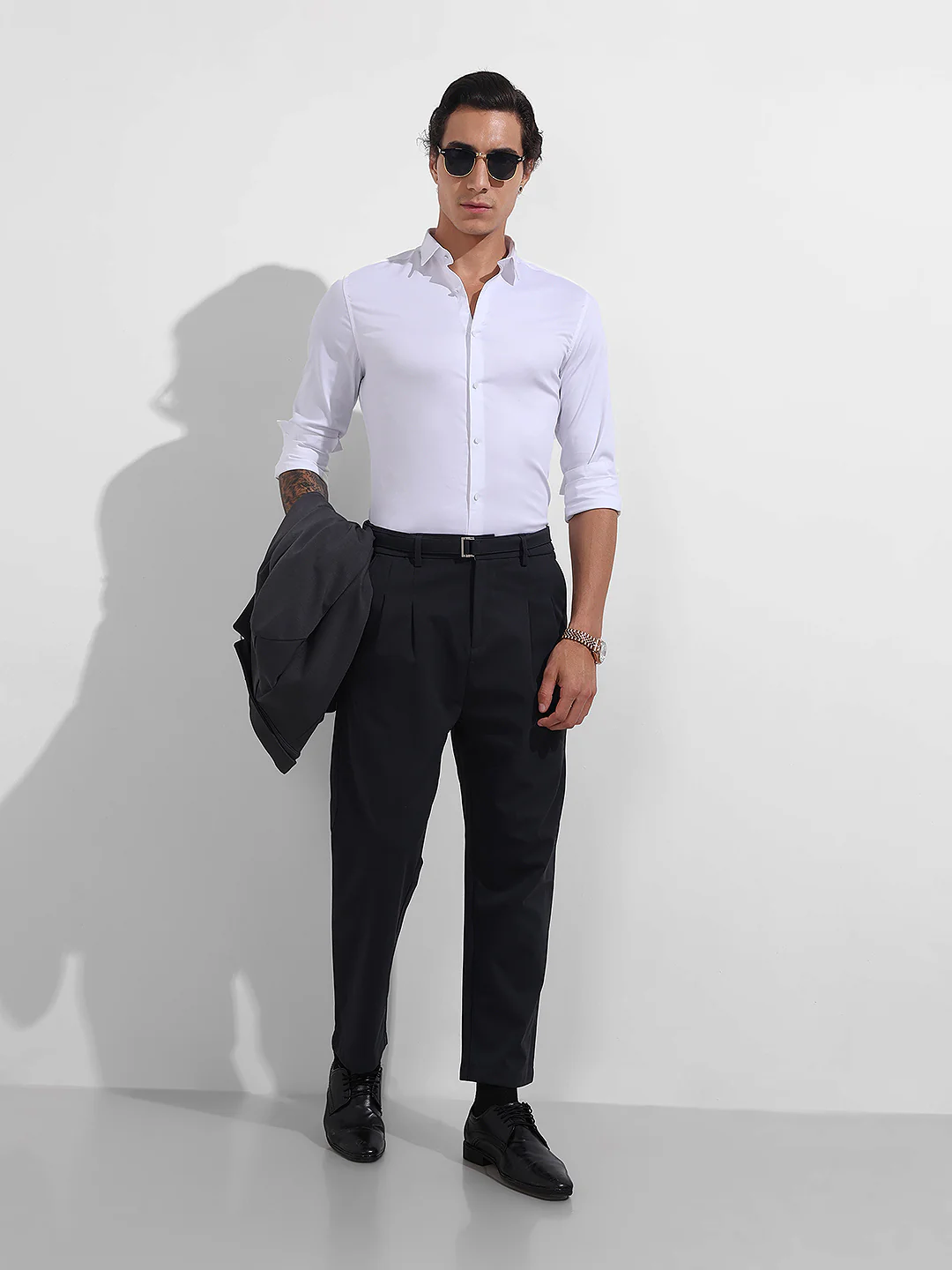 Men's White Slim Fit Solid Party Wear Shirt - Image 2