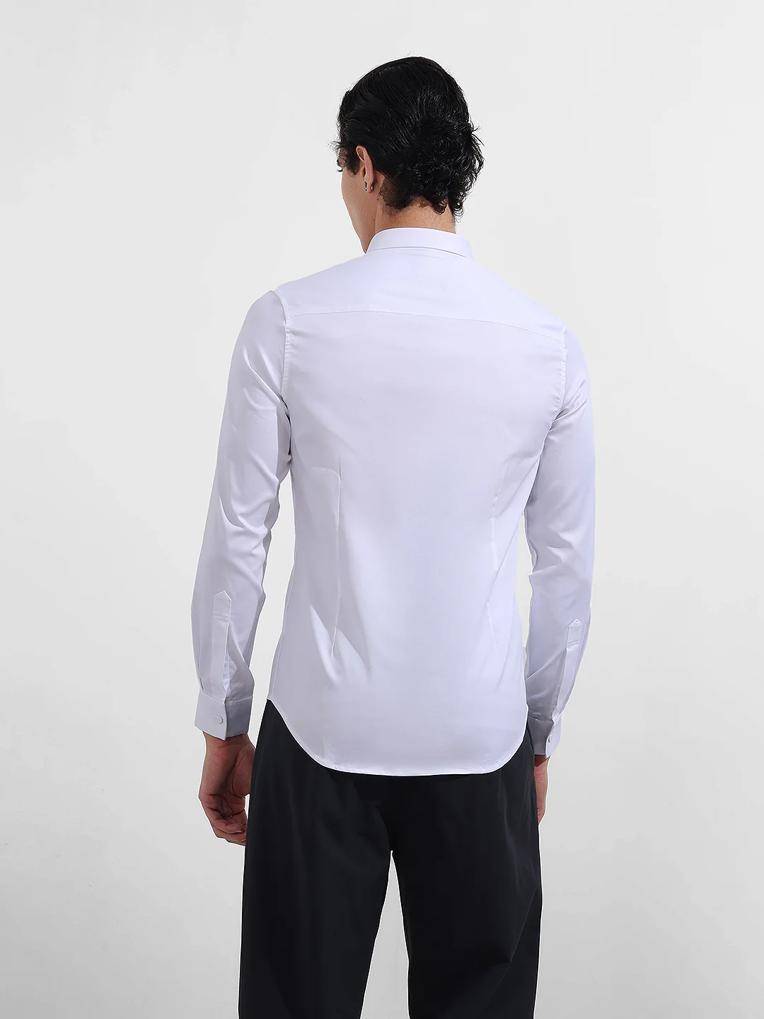 Men's White Slim Fit Solid Party Wear Shirt - Image 5