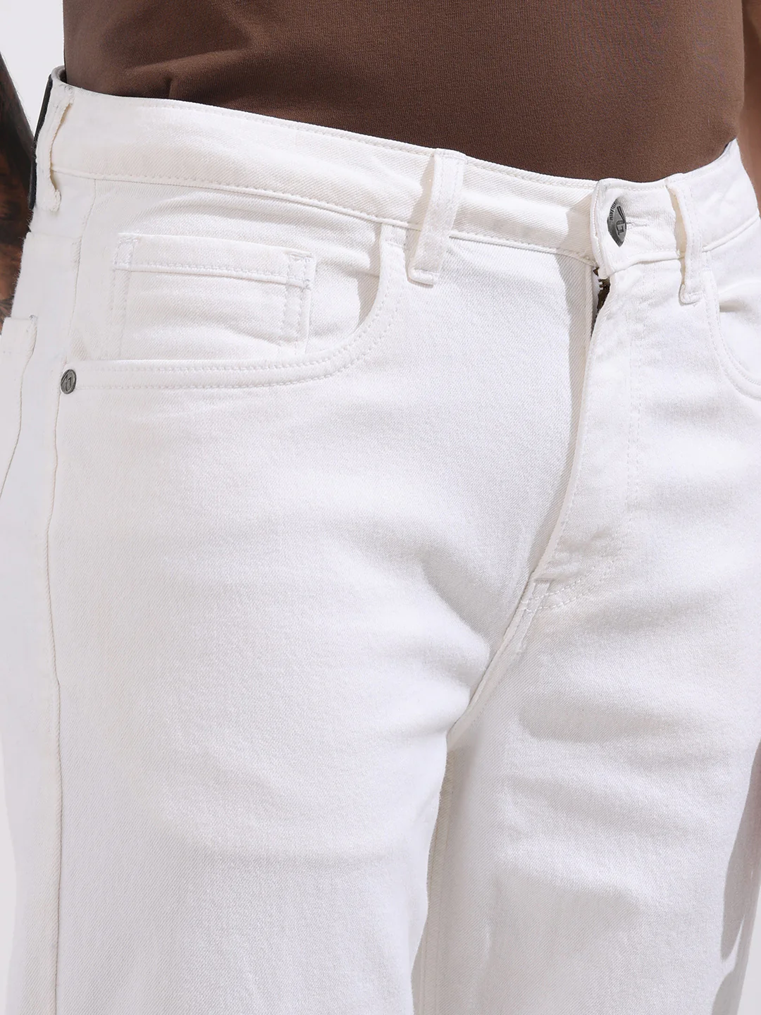 Men's White Slim Fit Solid The Eternity Series Jeans - Image 4