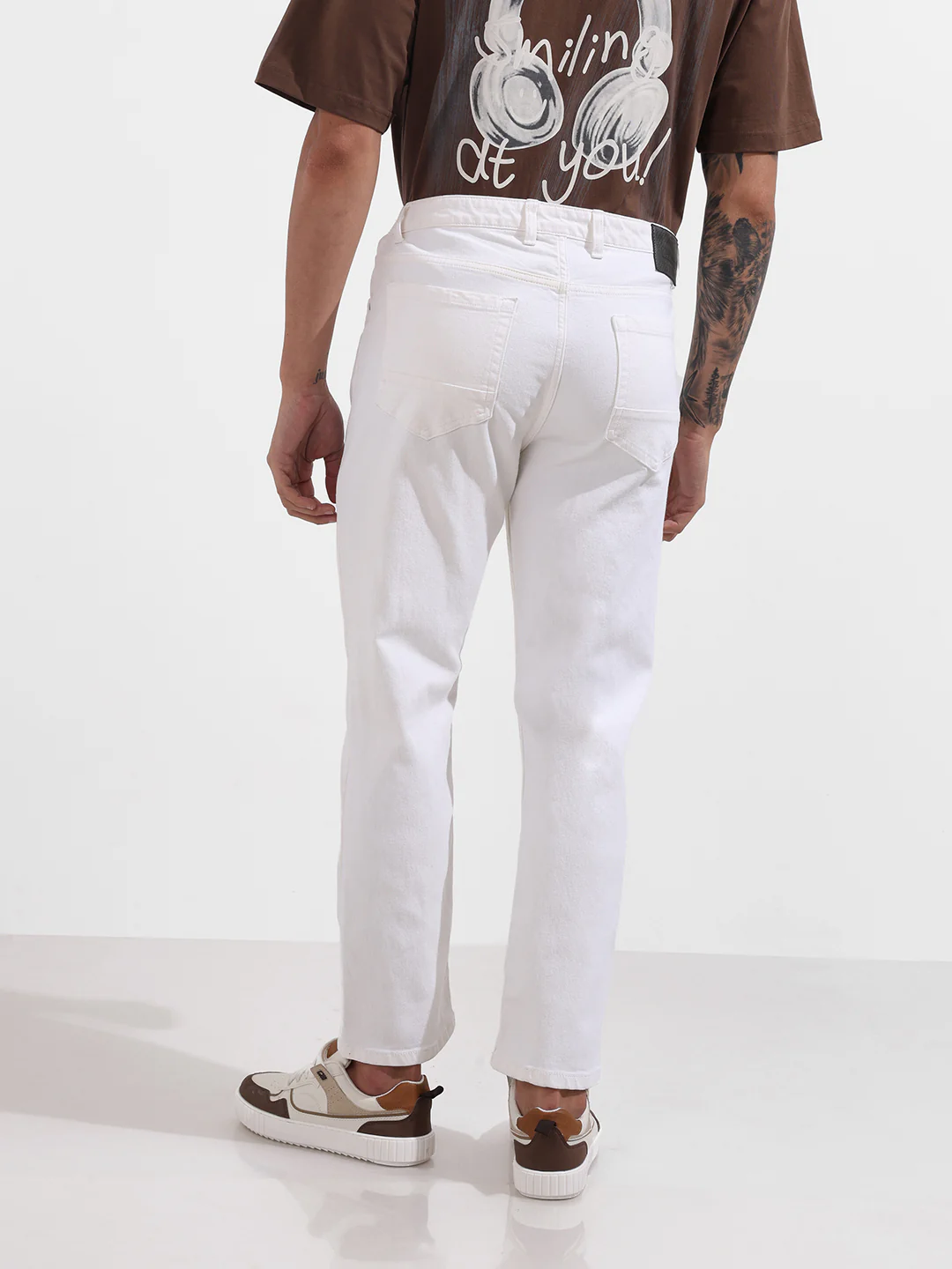 Men's White Slim Fit Solid The Eternity Series Jeans - Image 5