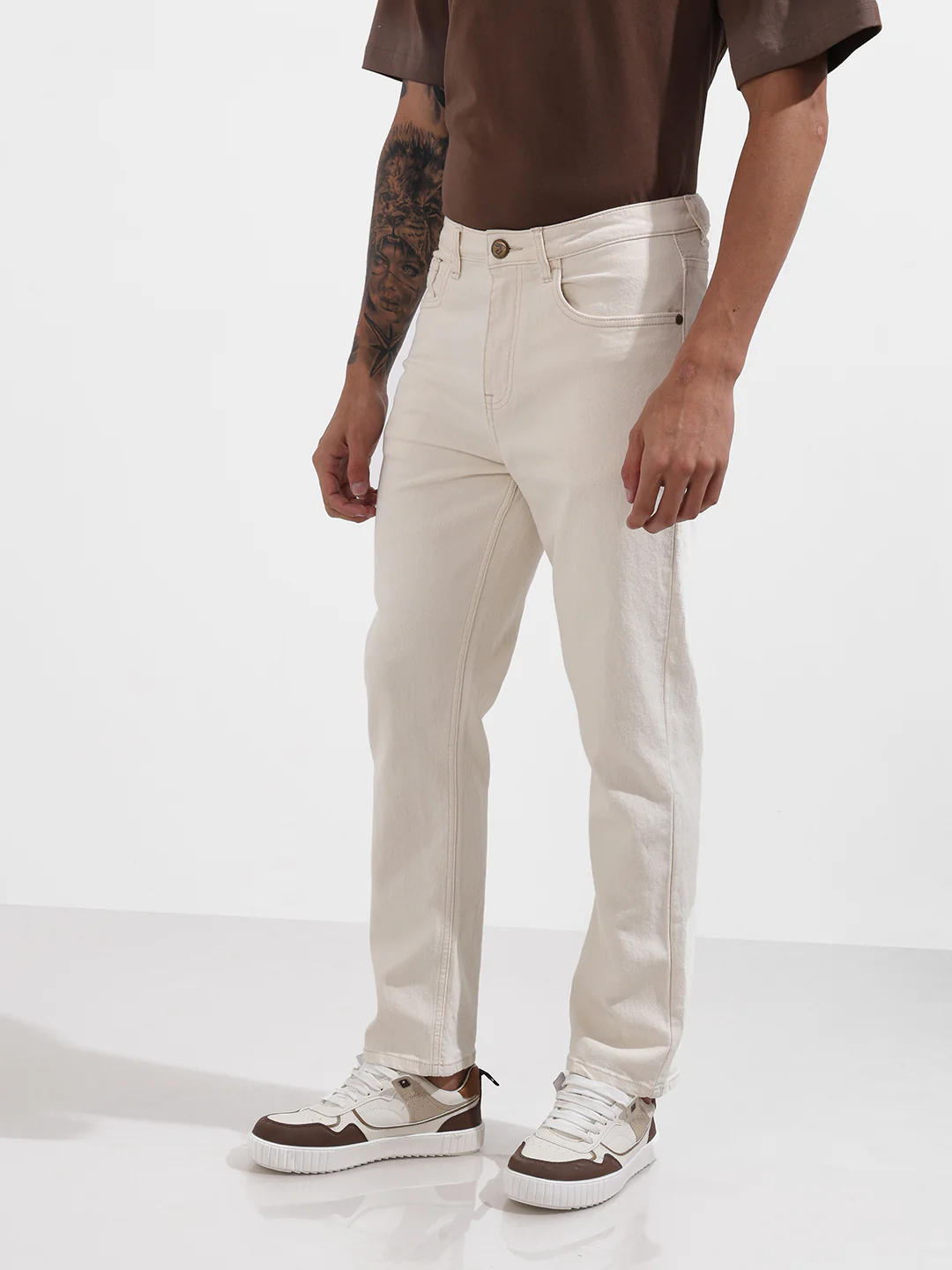 Men's White Slim Fit Solid The Eternity Series Jeans - Image 3
