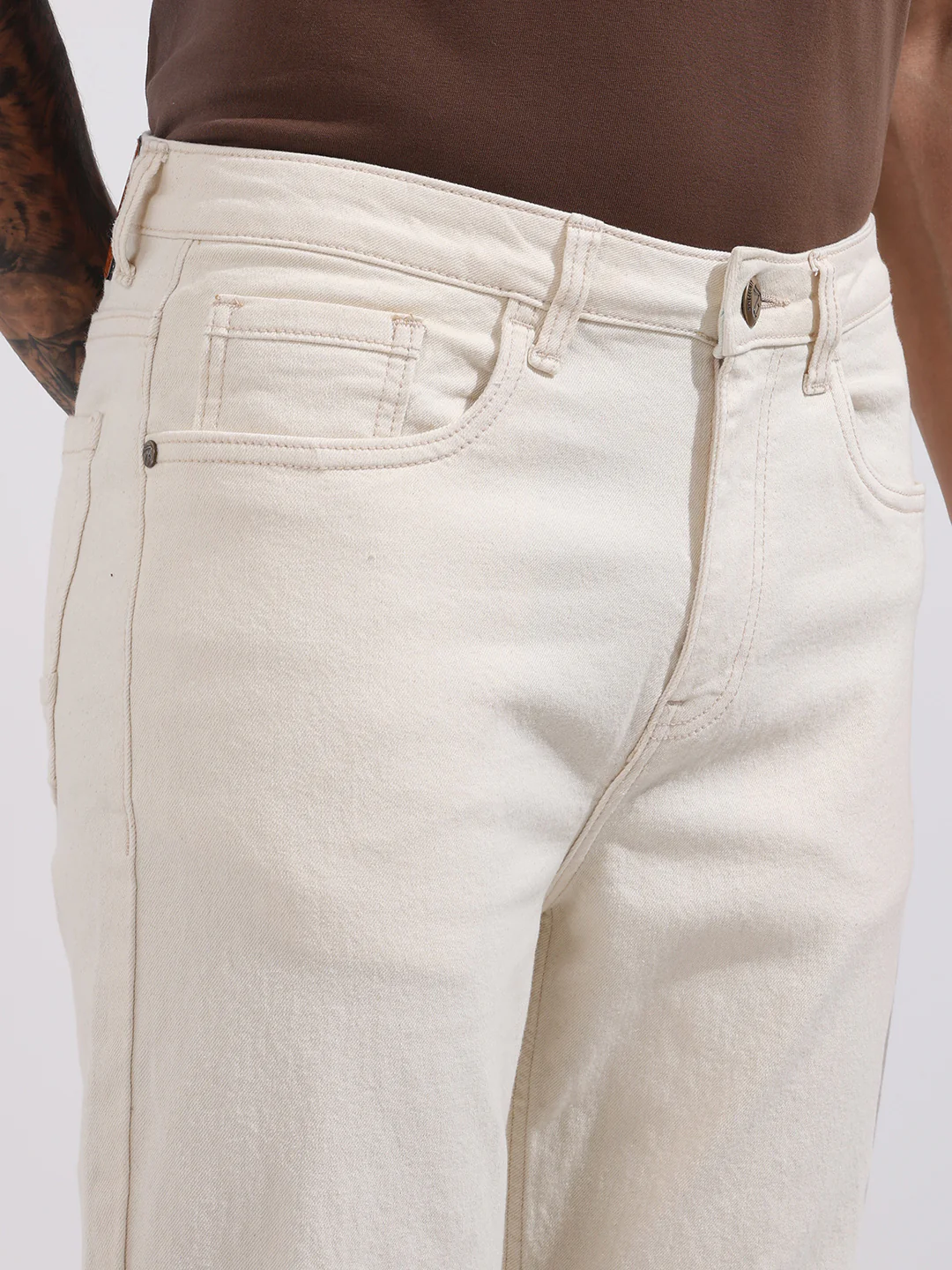 Men's White Slim Fit Solid The Eternity Series Jeans - Image 4