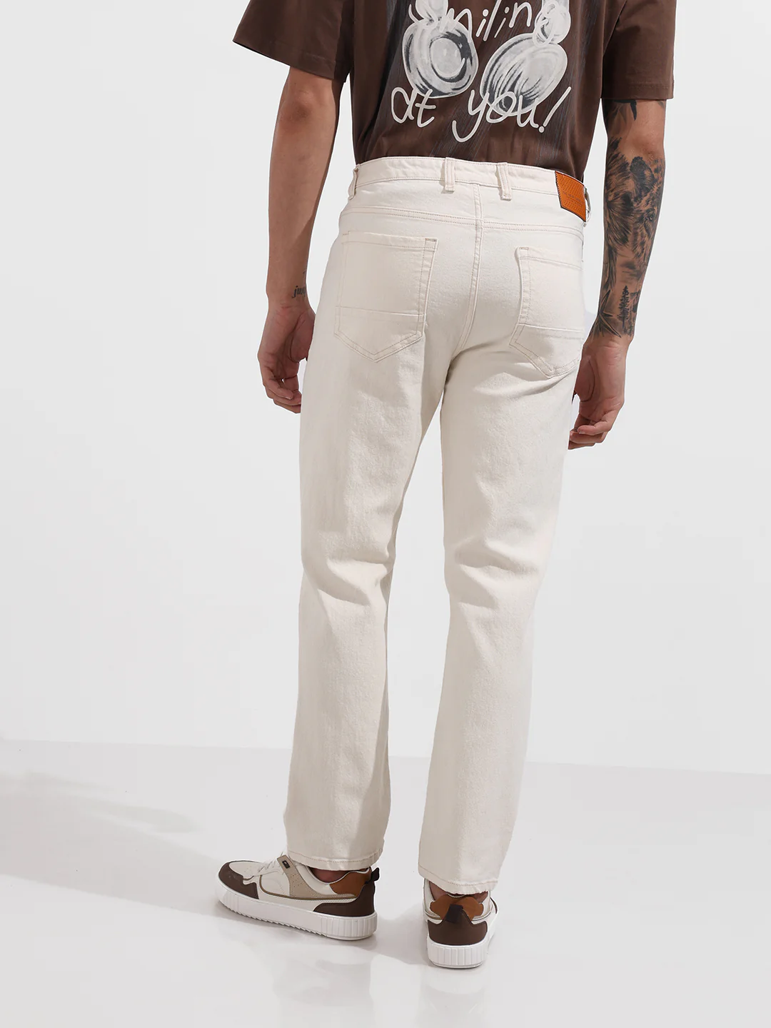 Men's White Slim Fit Solid The Eternity Series Jeans - Image 5
