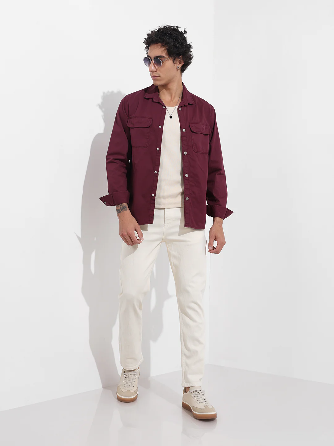 Men's White Slim Fit Solid The Eternity Series Jeans - Image 2