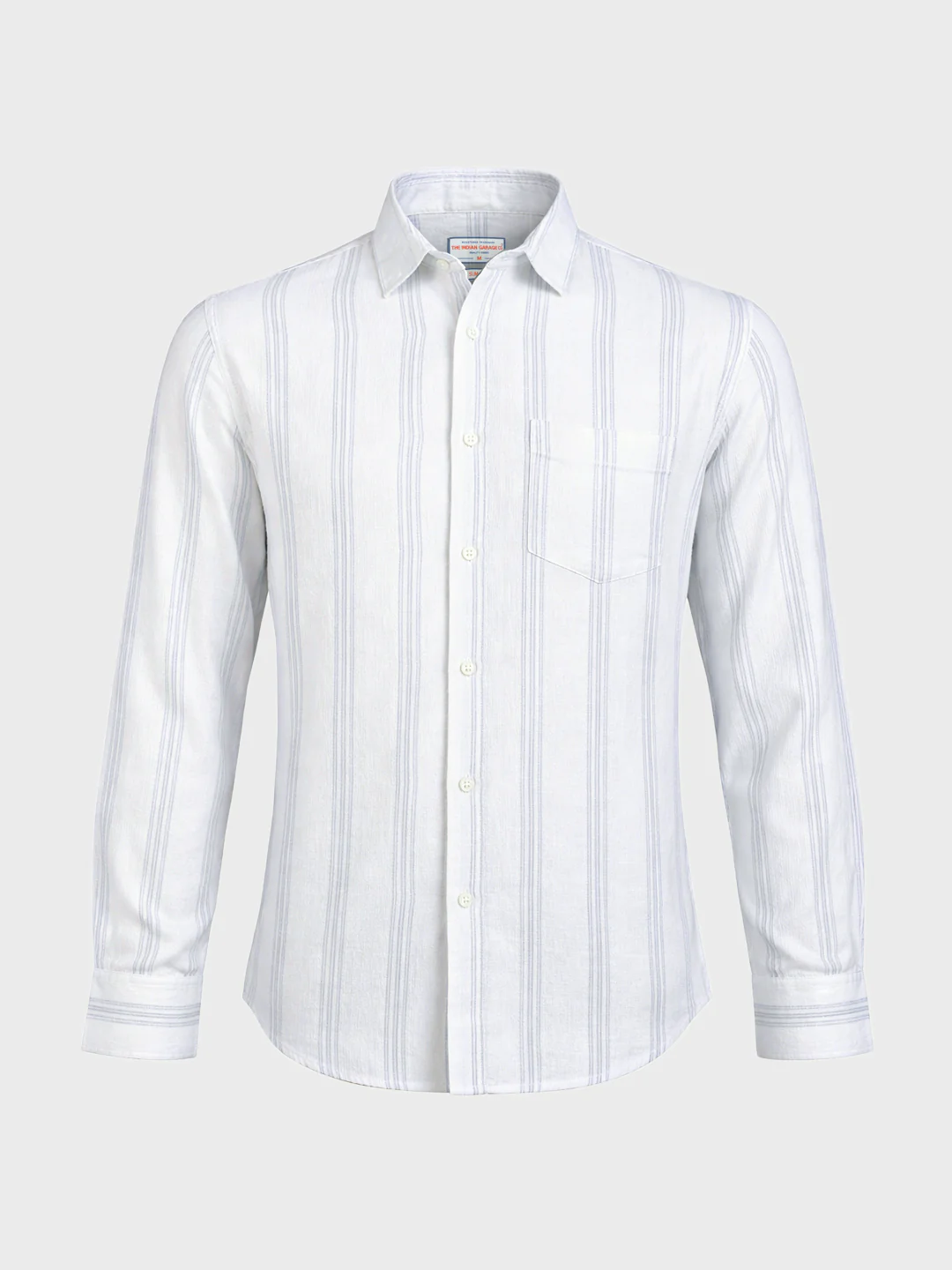 Men's White Slim Fit Striped Casual Shirt - Image 6