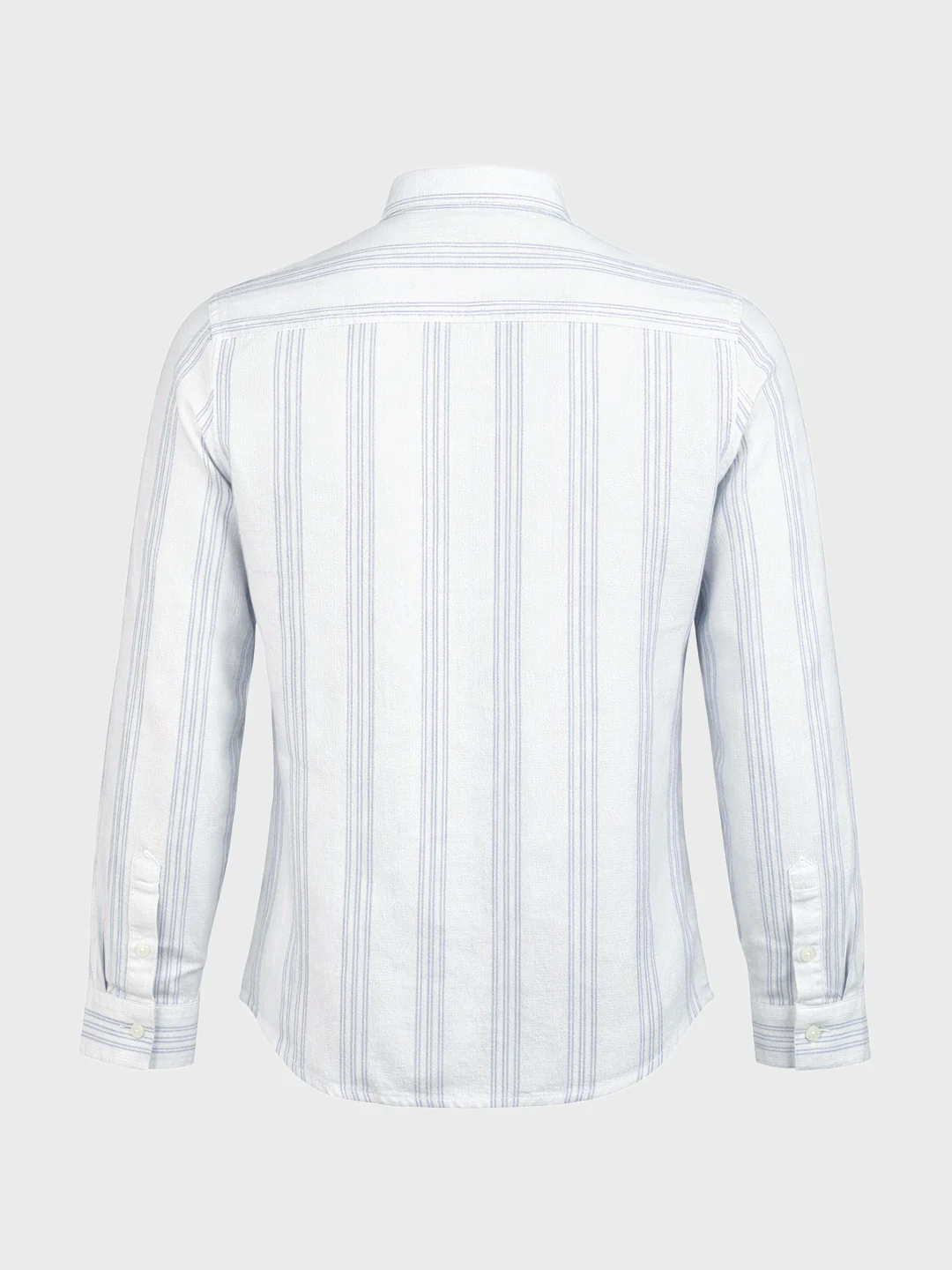 Men's White Slim Fit Striped Casual Shirt - Image 7