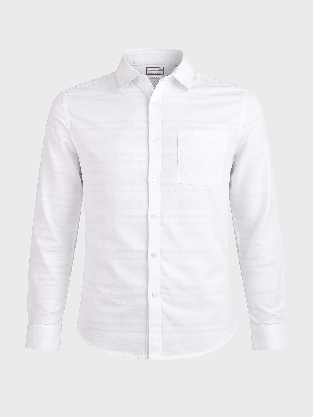Men's White Slim Fit Striped Casual Shirt - Image 6