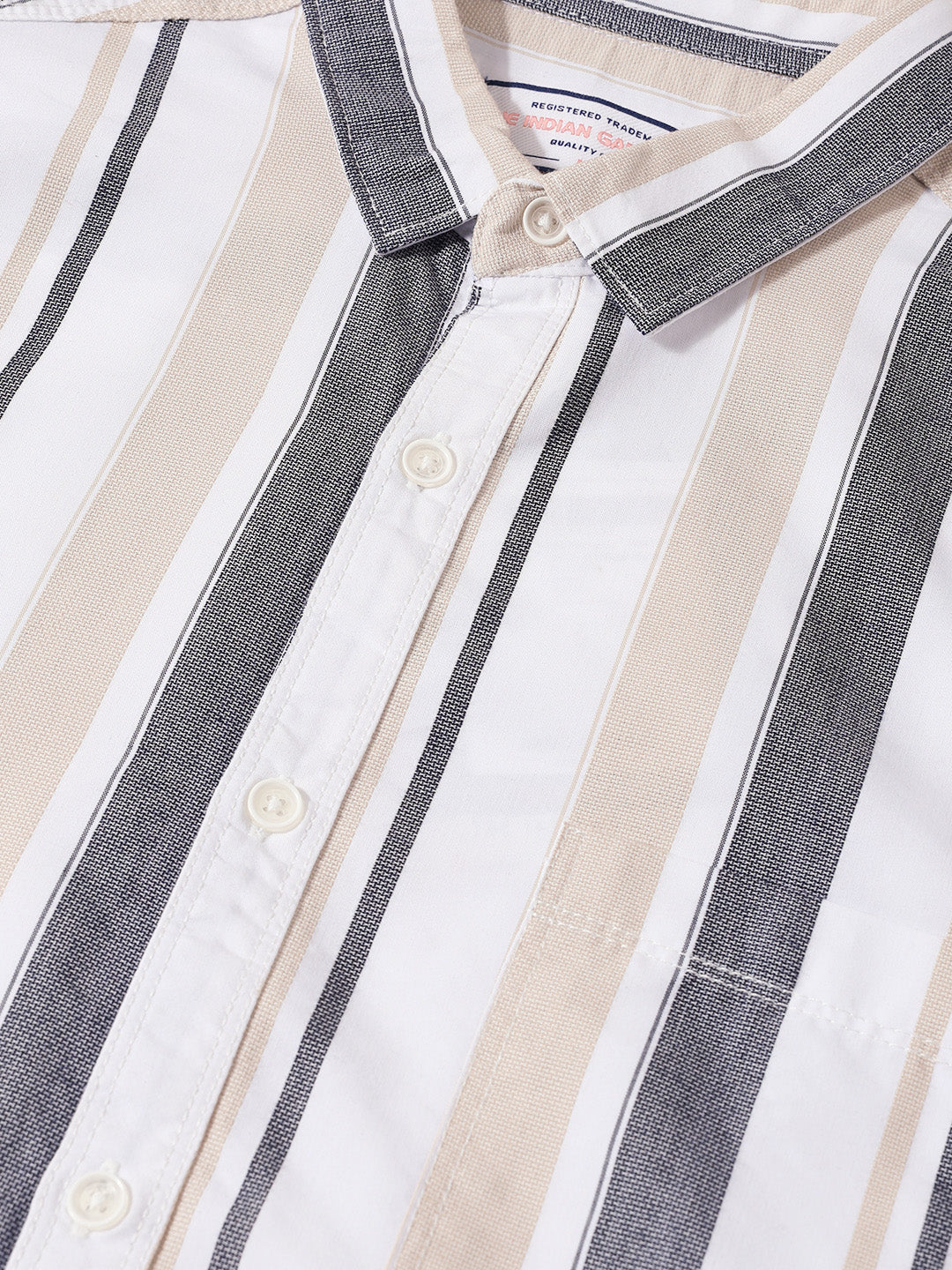 Men's White Slim Fit Striped Casual Shirt - Image 3