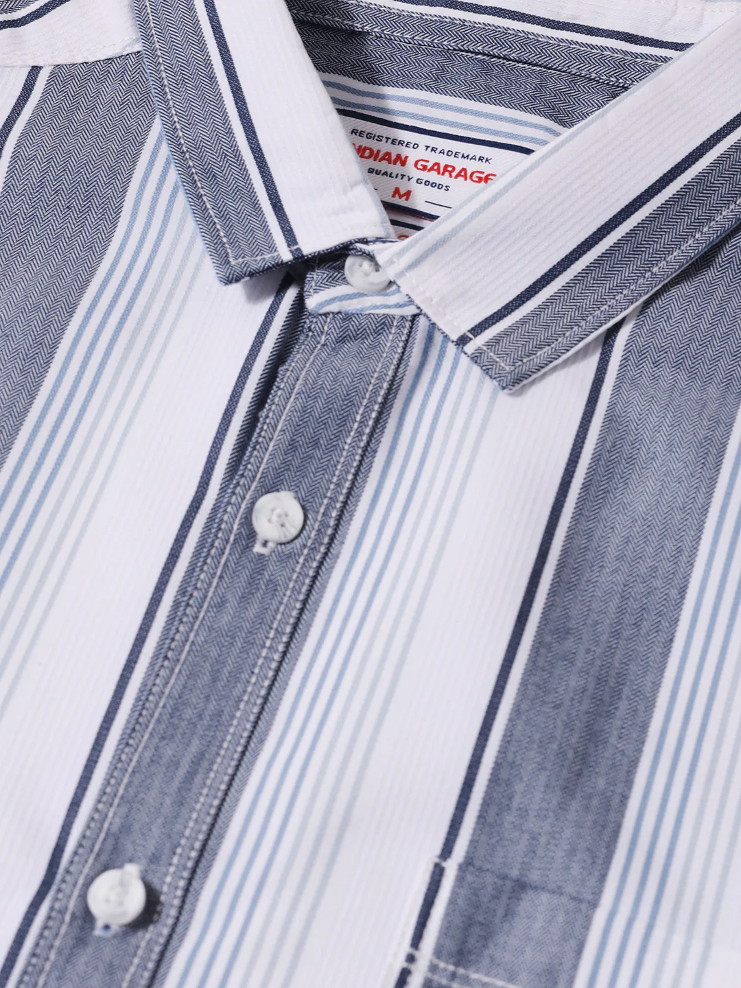 Men's White Slim Fit Striped Casual Shirt - Image 3