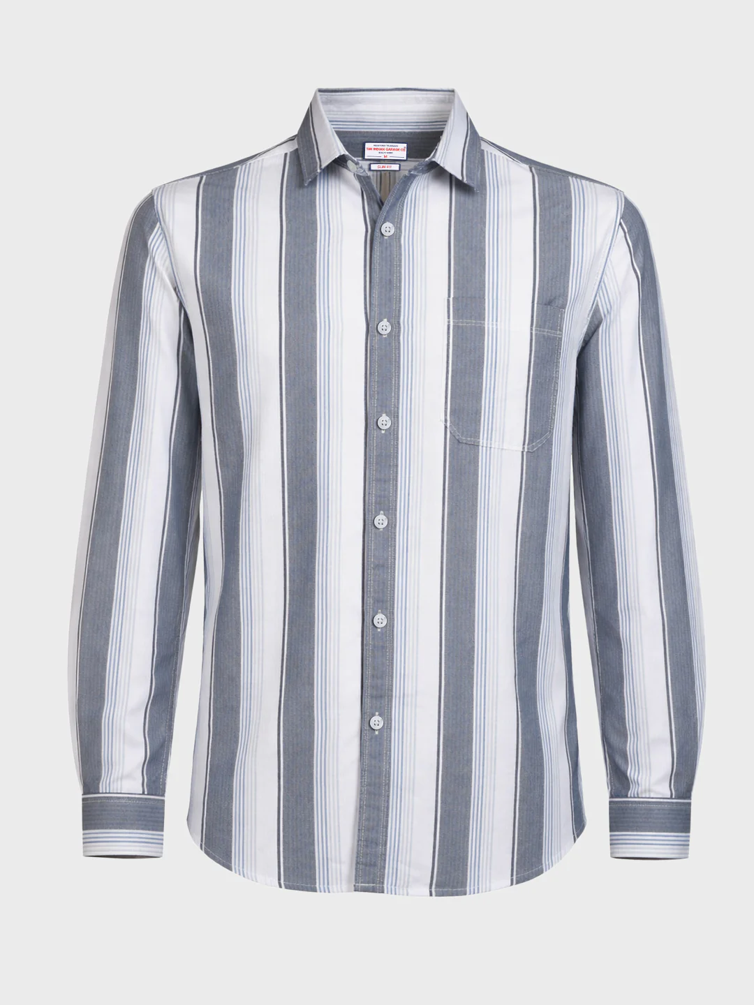 Men's White Slim Fit Striped Casual Shirt - Image 4