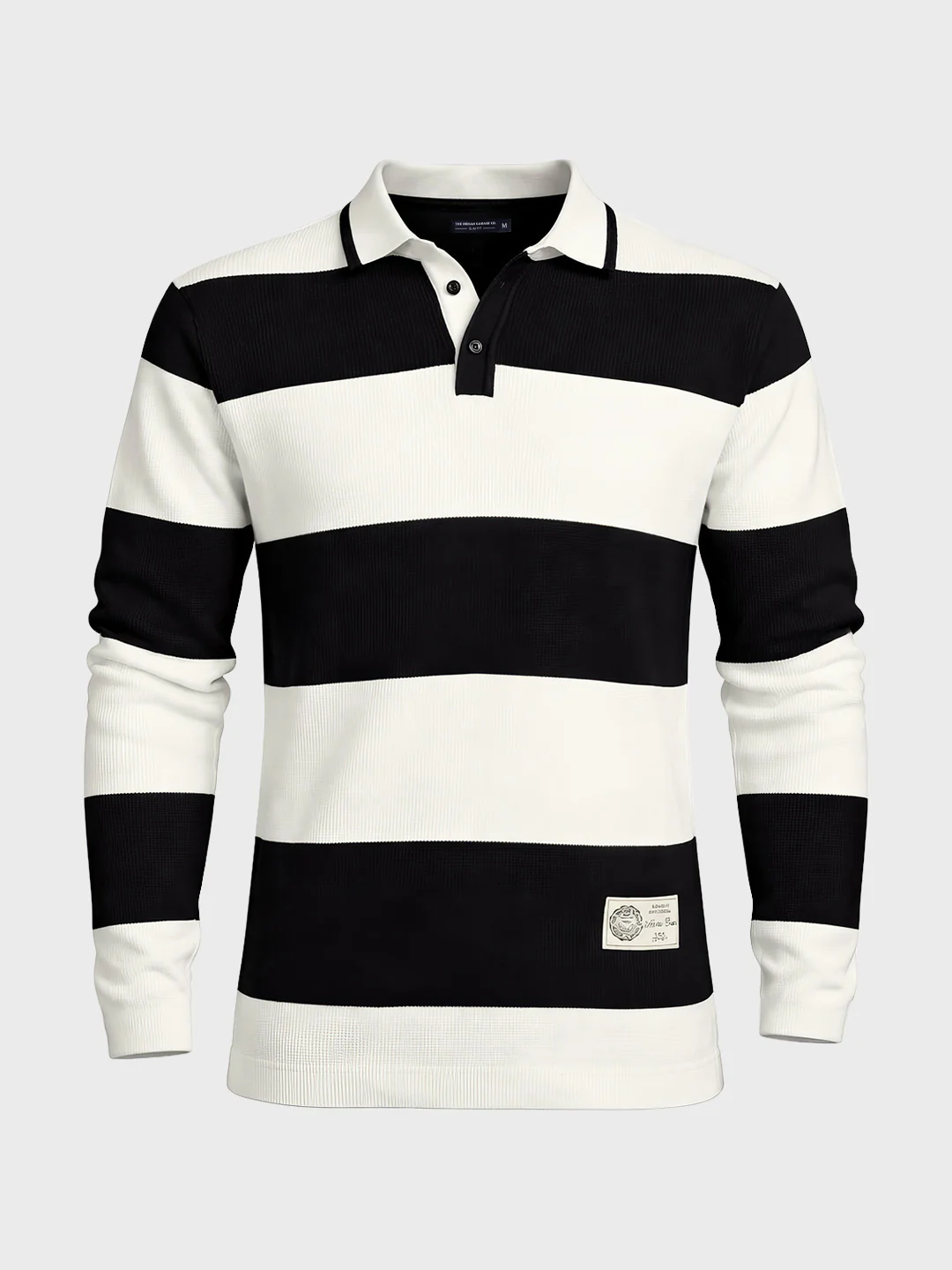 Men's White Slim Fit Striped Flat Knit T-Shirt - Image 5