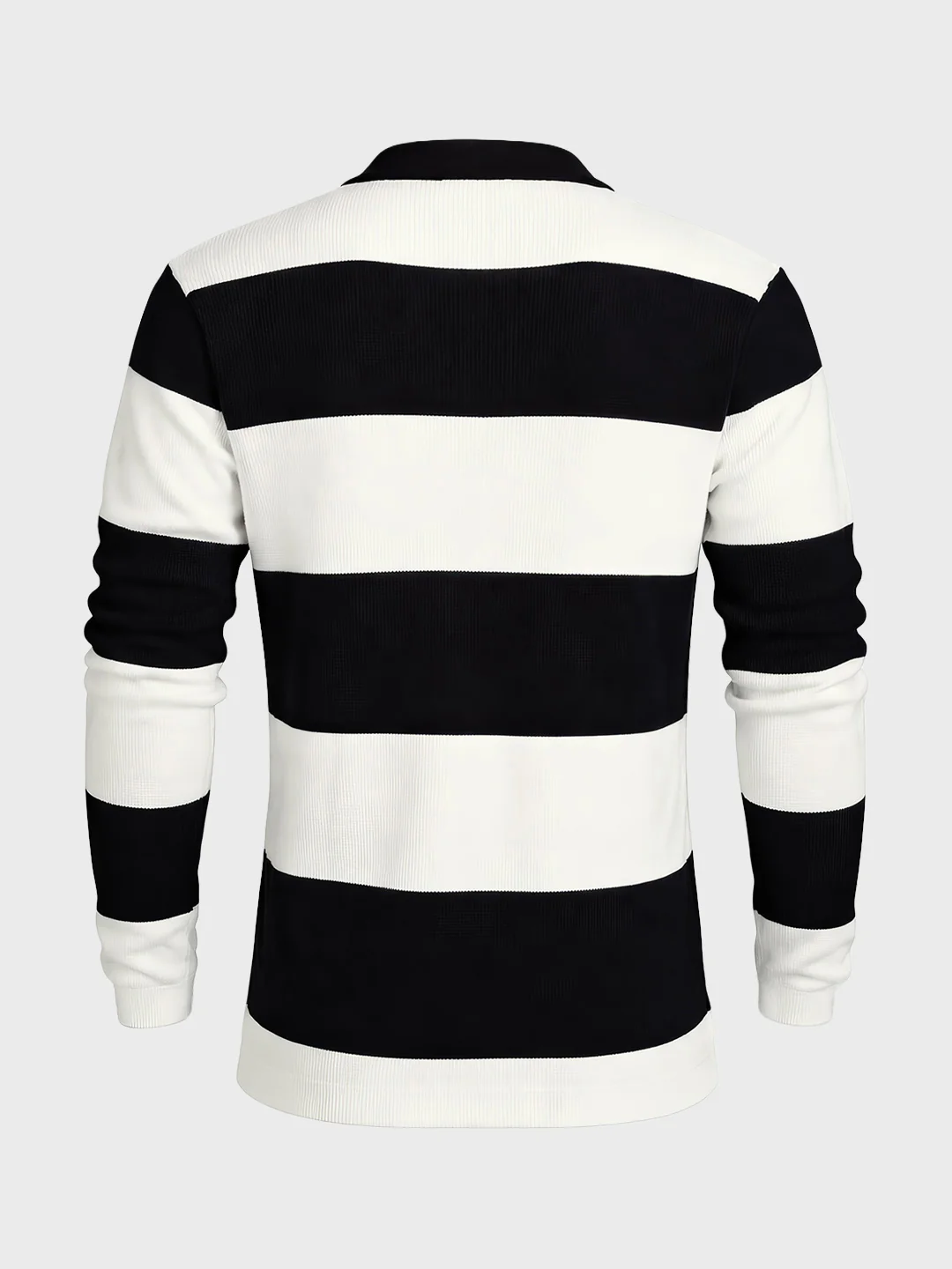Men's White Slim Fit Striped Flat Knit T-Shirt - Image 6