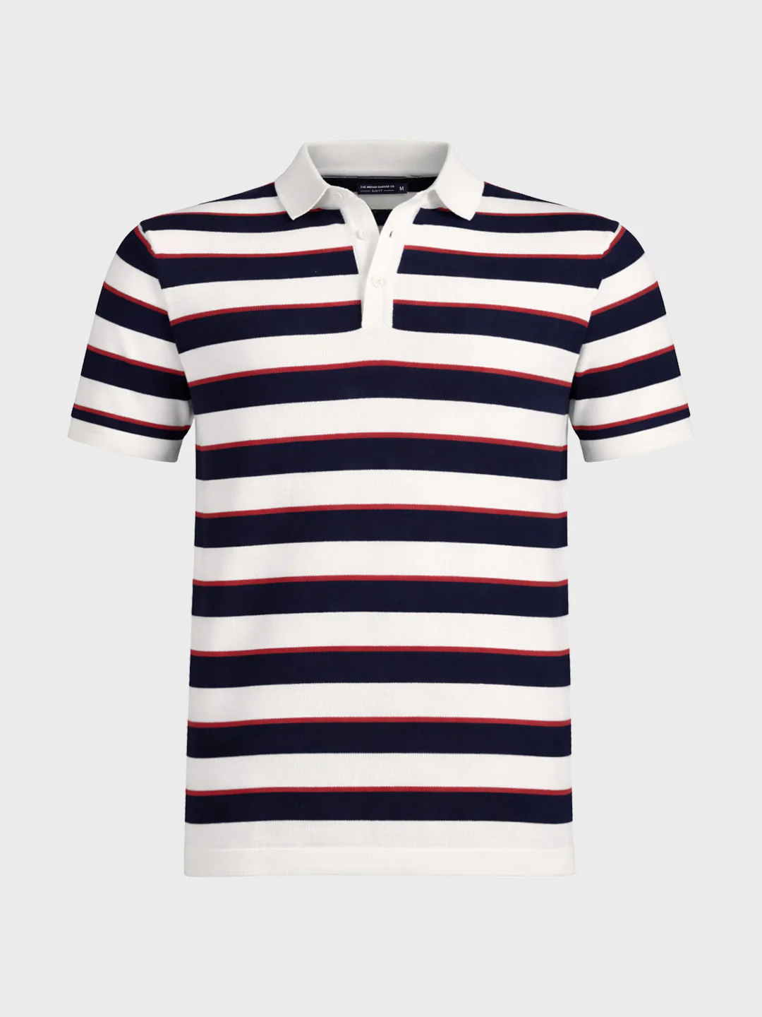 Men's White Slim Fit Striped Flat Knit T-Shirt - Image 5