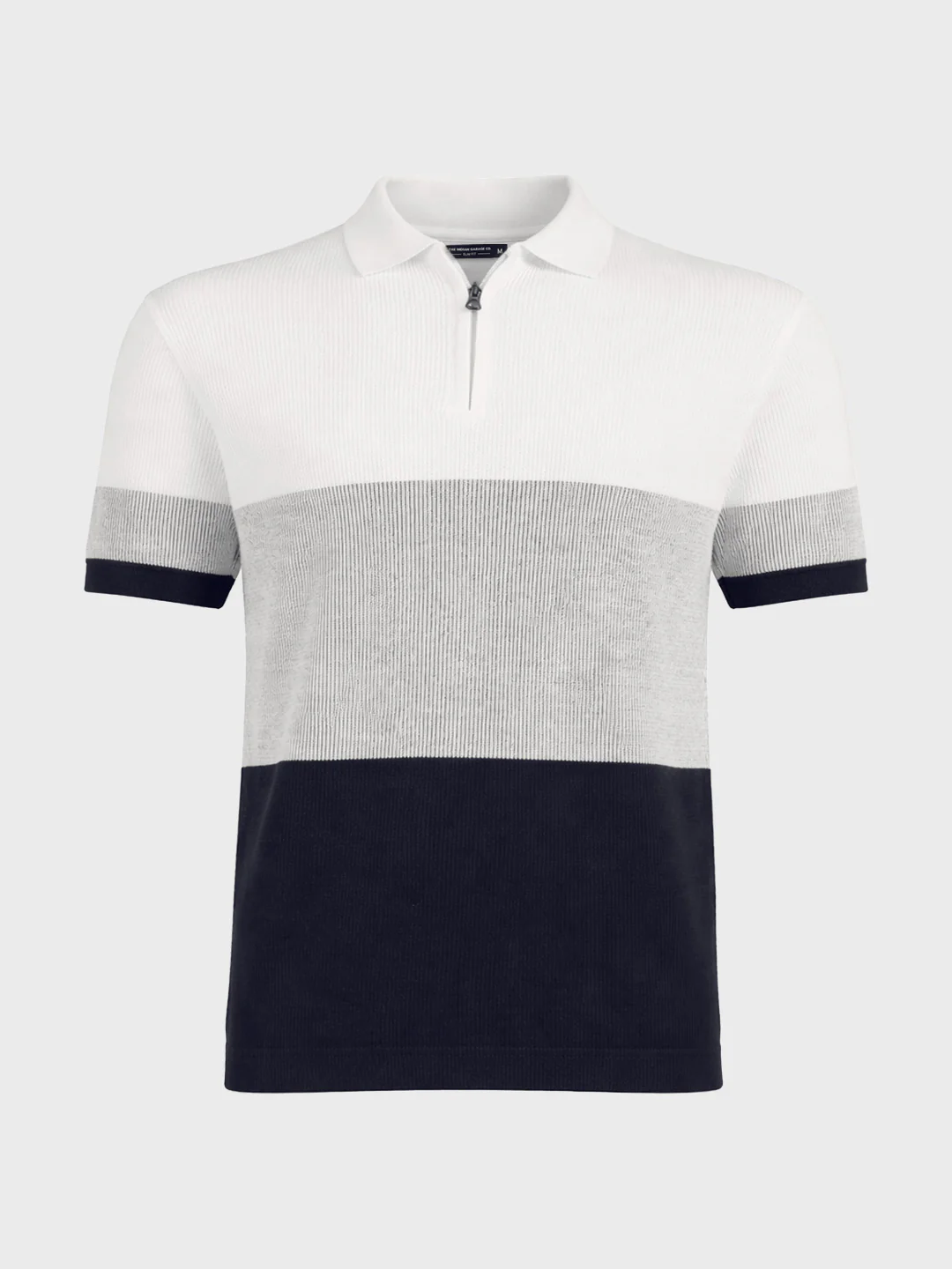 Men's White Slim Fit Striped Flat Knit T-Shirt - Image 5