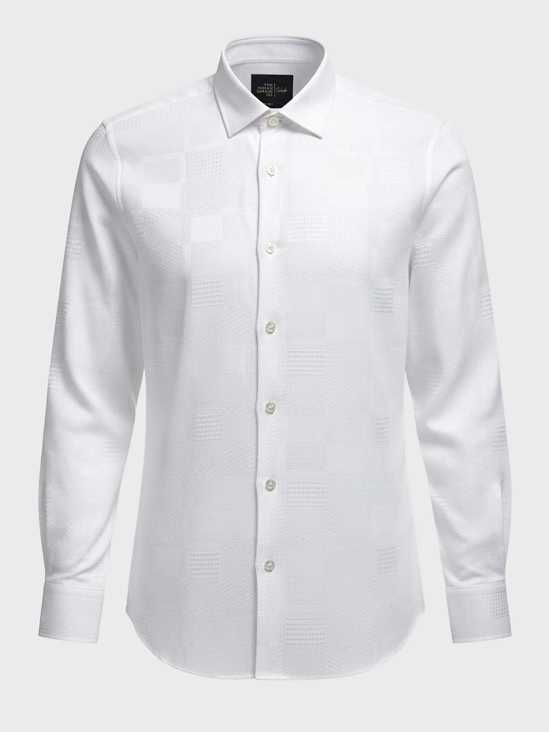 Men's White Slim Fit Textured Casual Shirt - Image 4