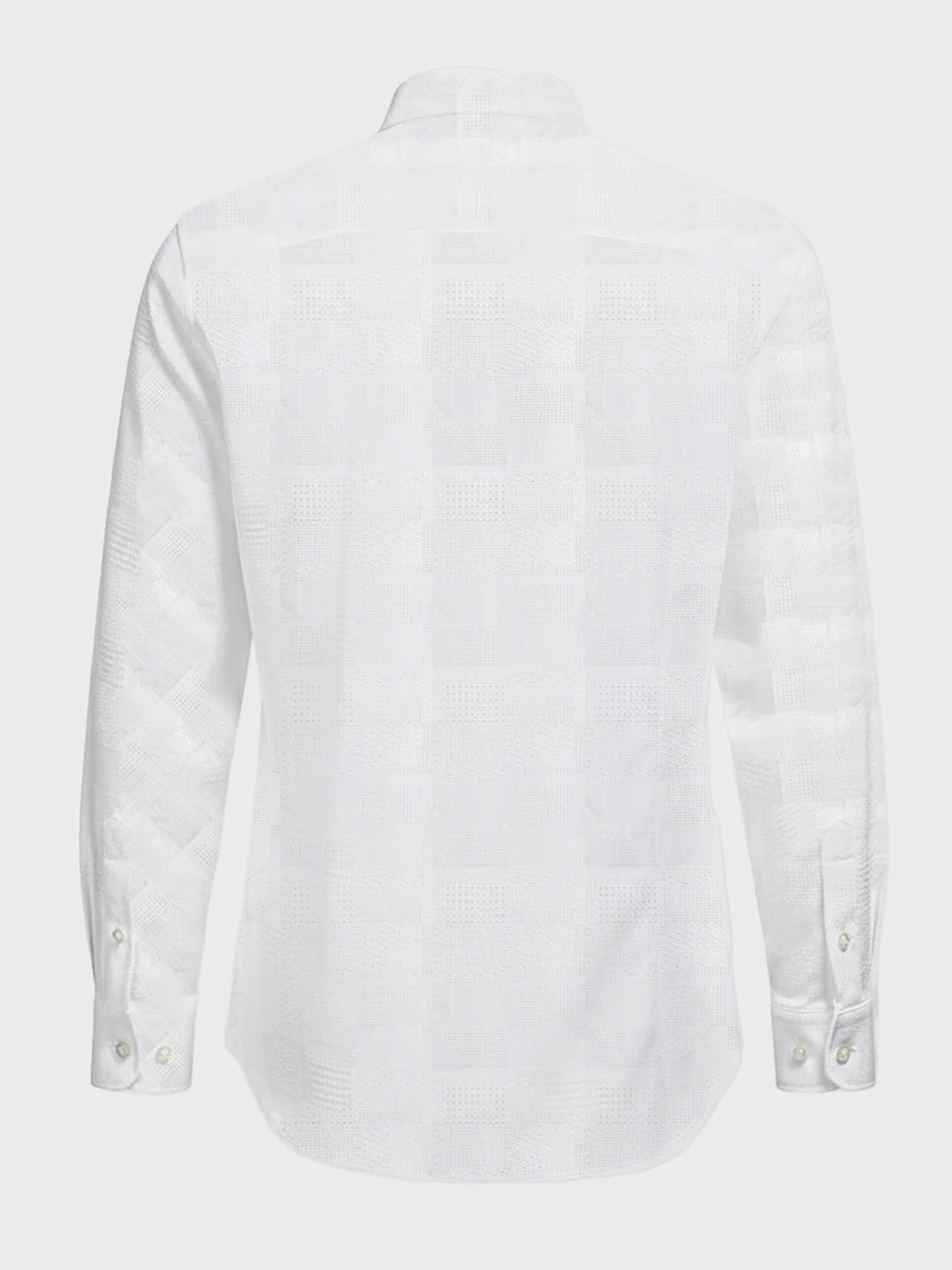 Men's White Slim Fit Textured Casual Shirt - Image 5