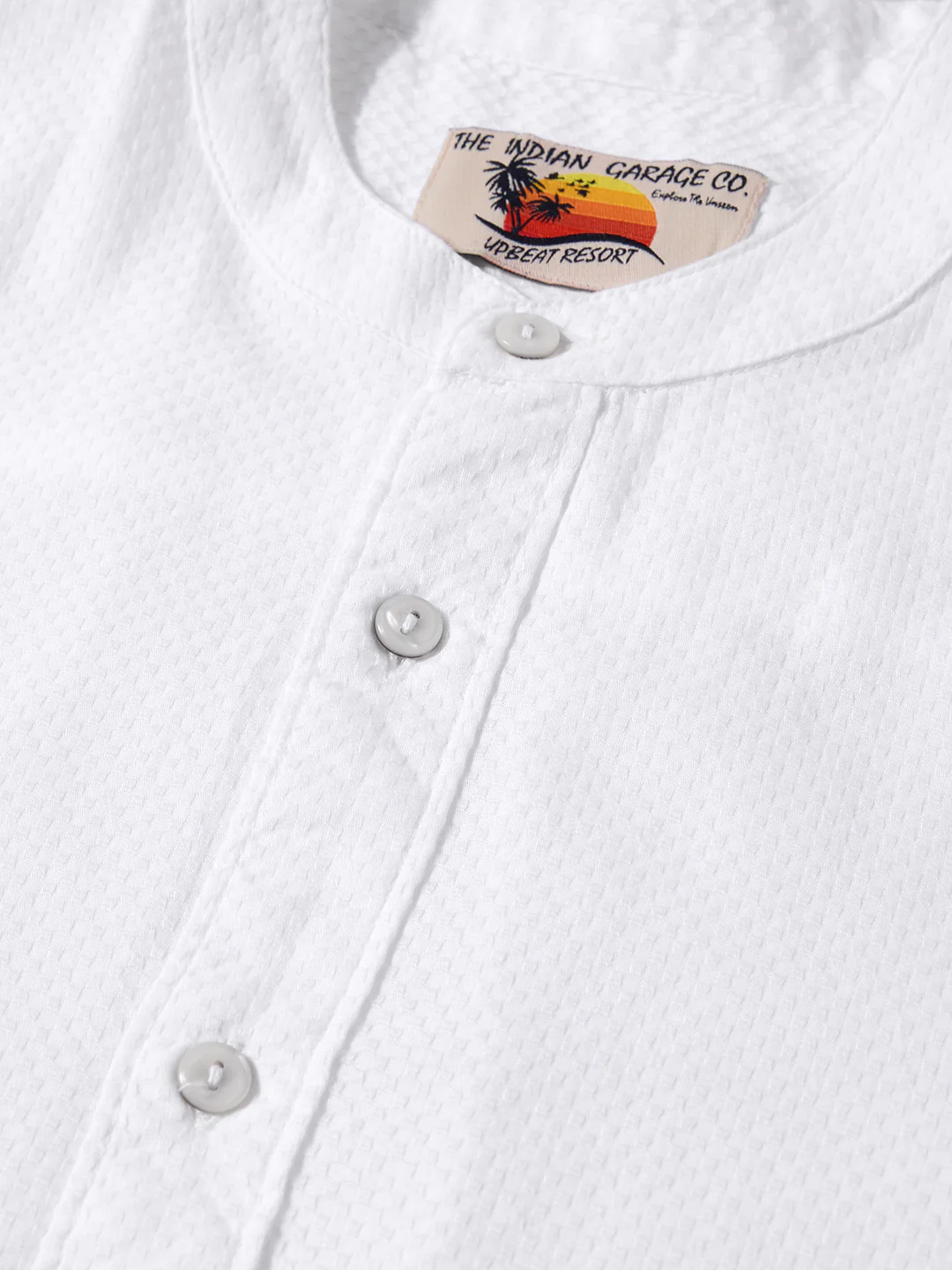 Men's White Slim Fit Textured Casual Shirt - Image 3