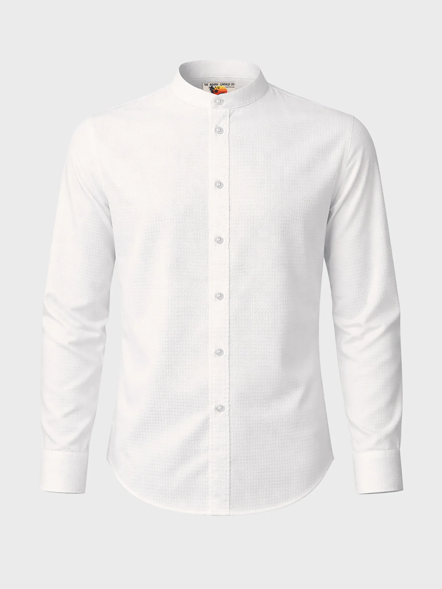 Men's White Slim Fit Textured Casual Shirt - Image 5