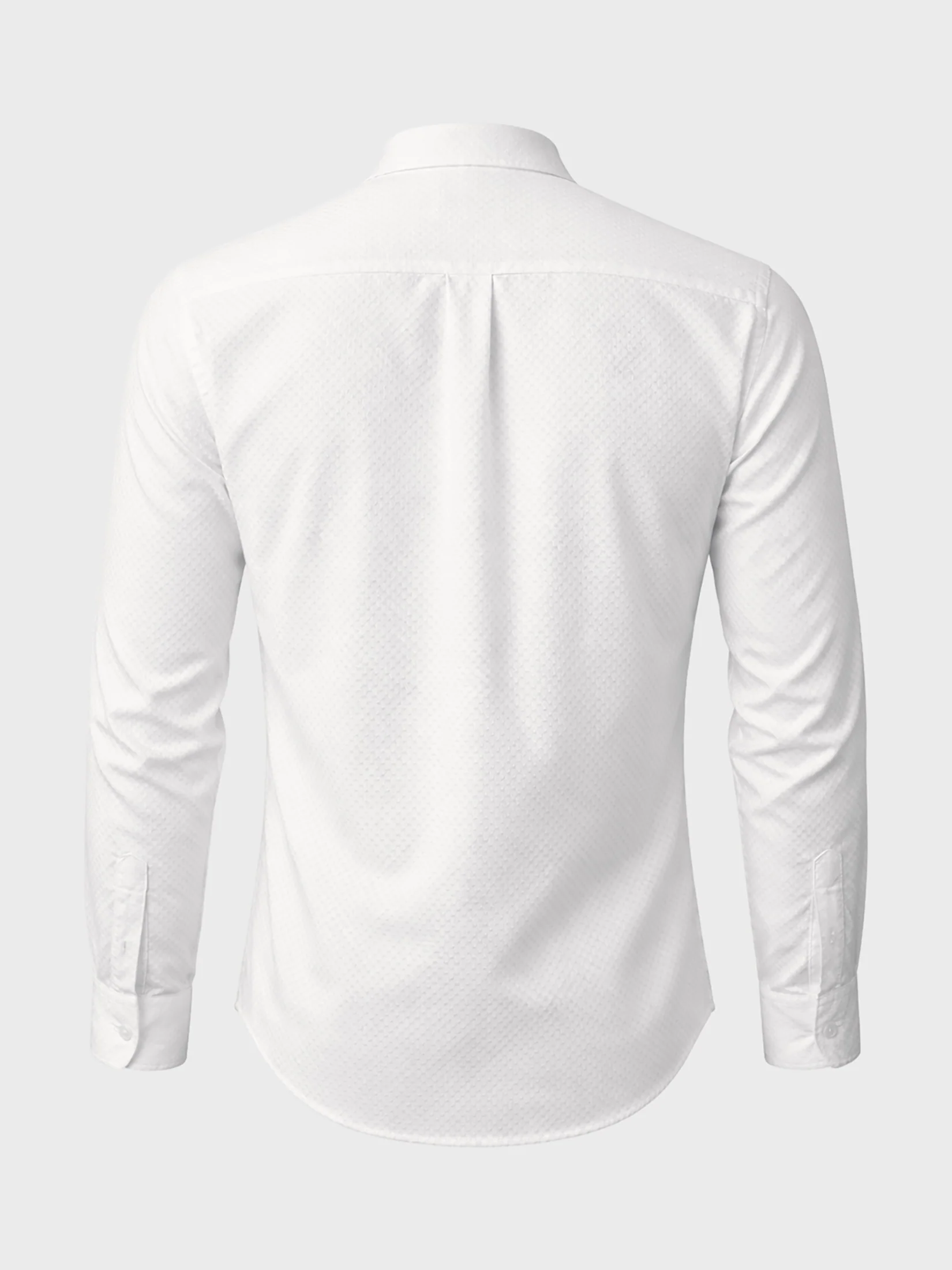 Men's White Slim Fit Textured Casual Shirt - Image 6