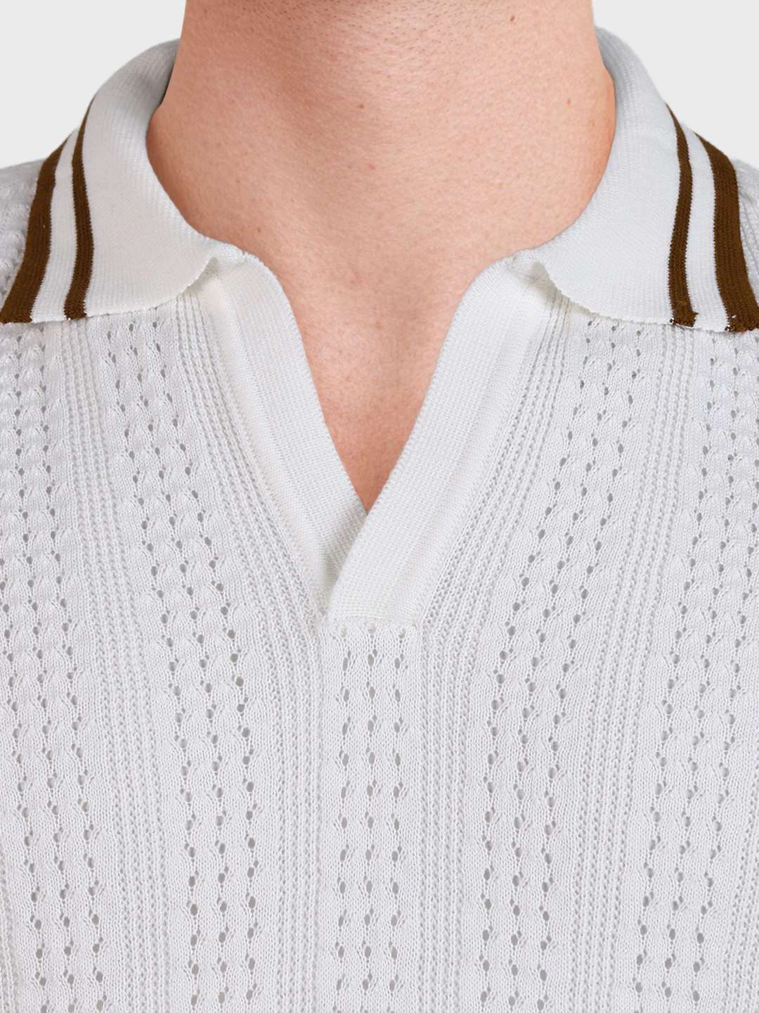 Men's White Slim Fit Solid Flat Knit T-Shirt - Image 3