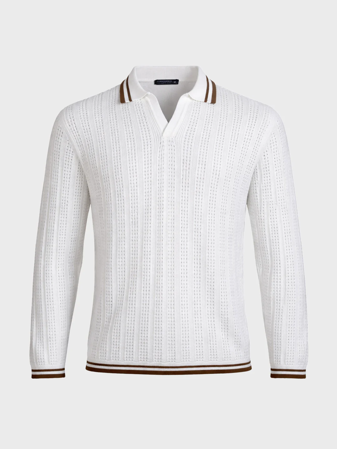 Men's White Slim Fit Solid Flat Knit T-Shirt - Image 6