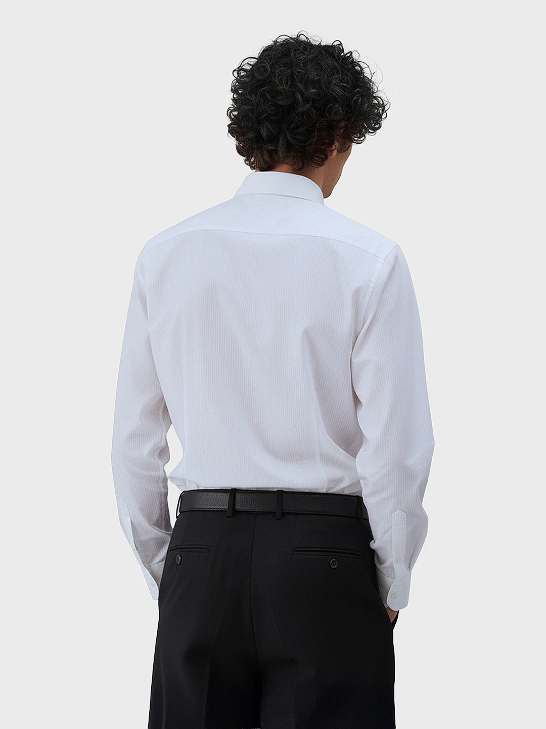 Men's White Slim Fit Textured Formal Shirt - Image 2