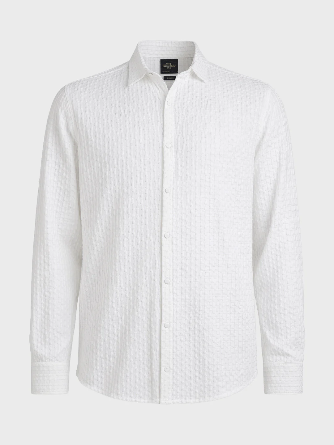 Men's White Slim Fit Textured Party Wear Shirt - Image 5