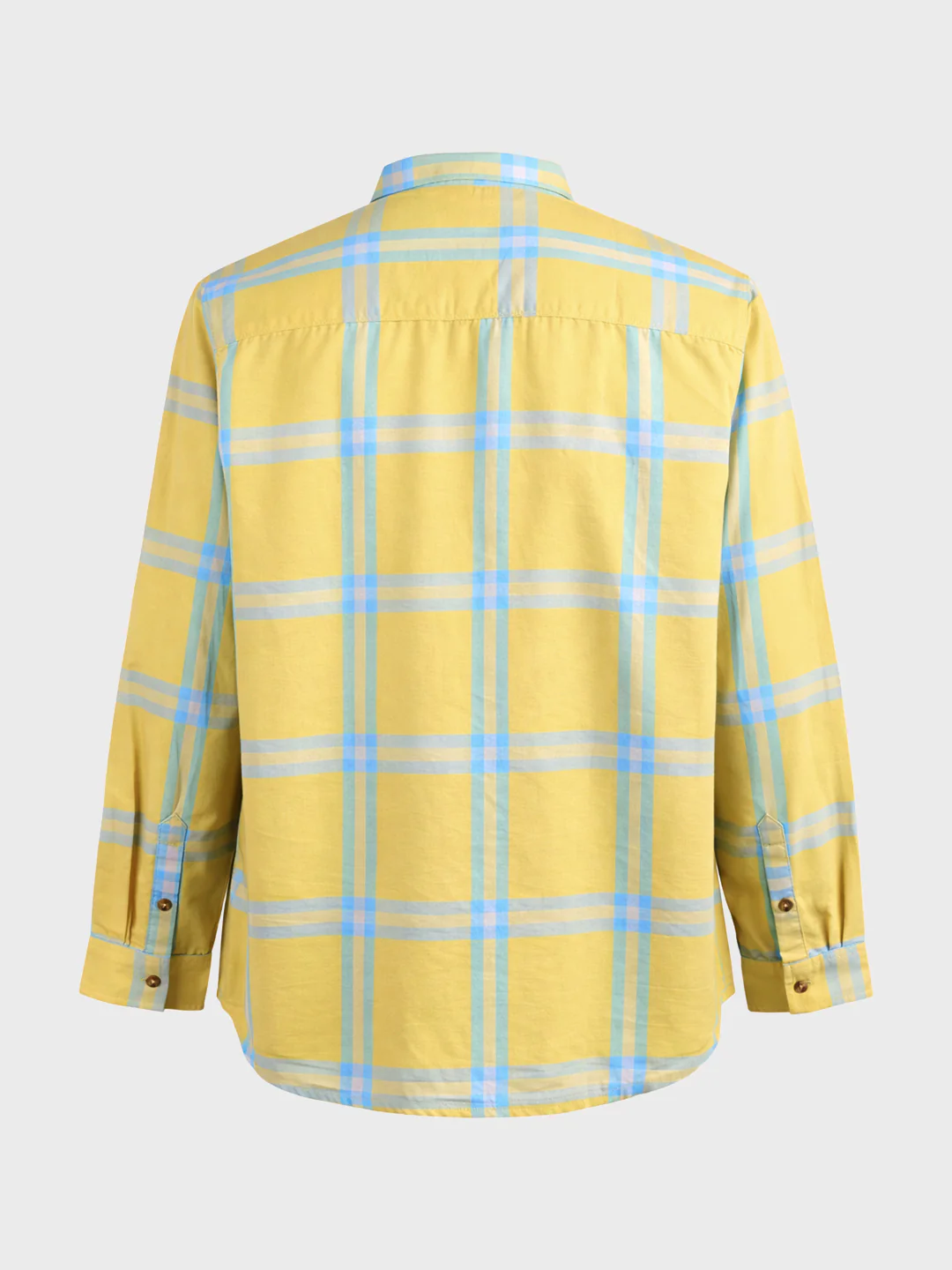 Men's Yellow Regular Fit Checkered Casual Shirt - Image 5