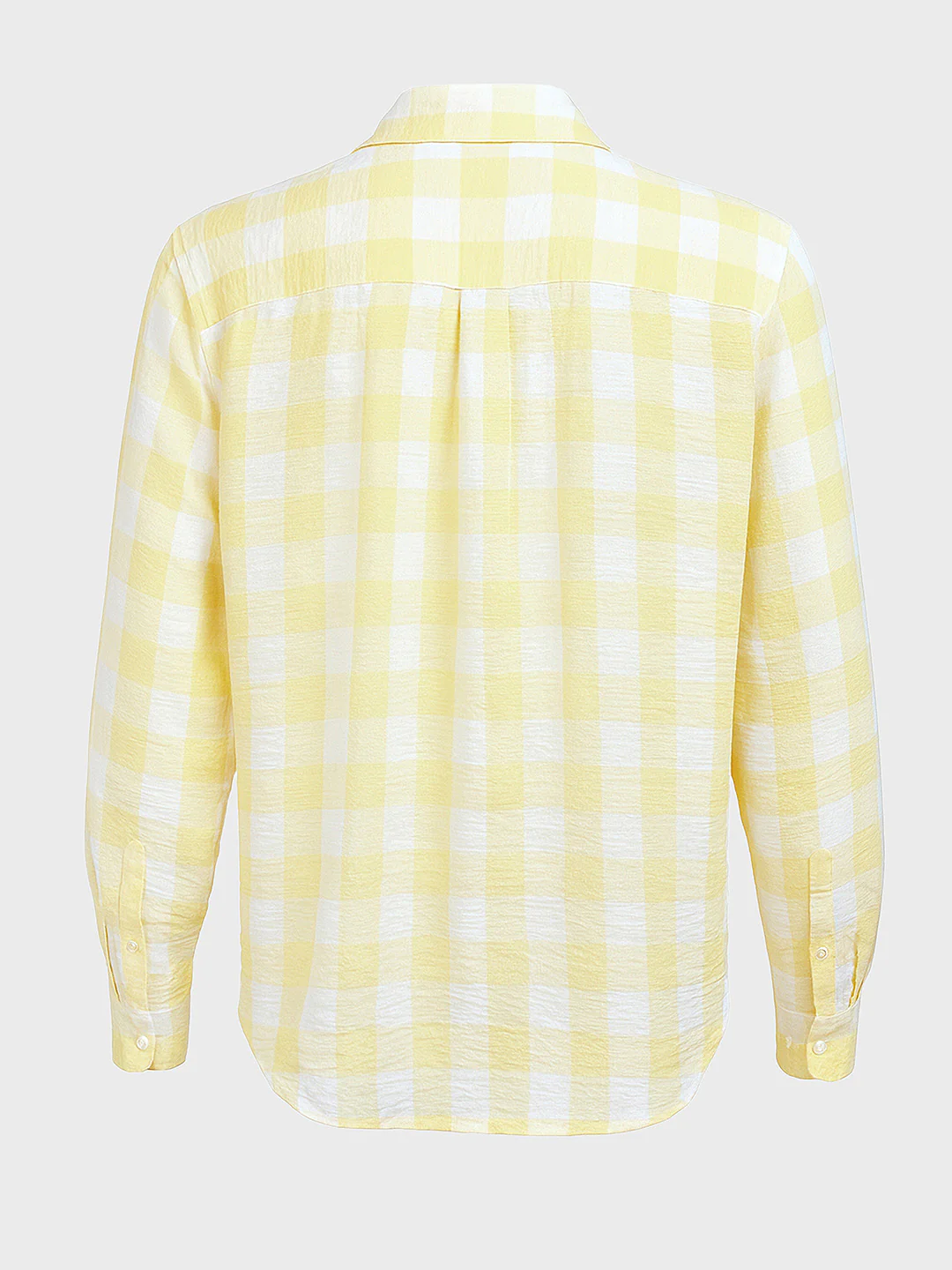 Men's Yellow Relaxed Fit Checked Casual Shirt - Image 4