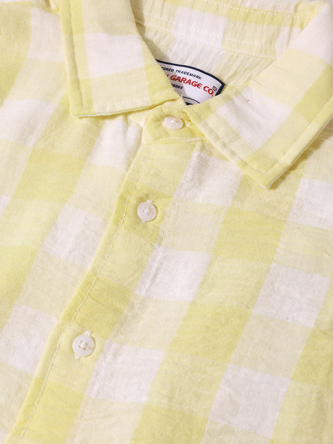 Men's Yellow Relaxed Fit Checked Casual Shirt - Image 5