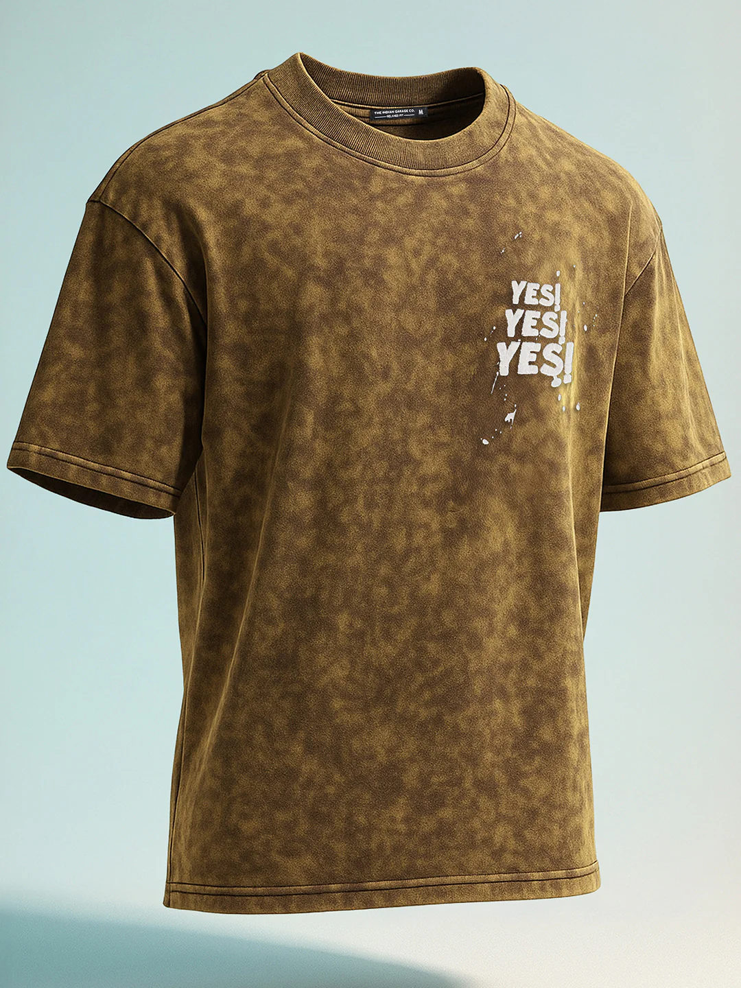 Men's Yellow Relaxed Fit Graphic Printed 240 GSM Street Wear T-Shirt - Image 2