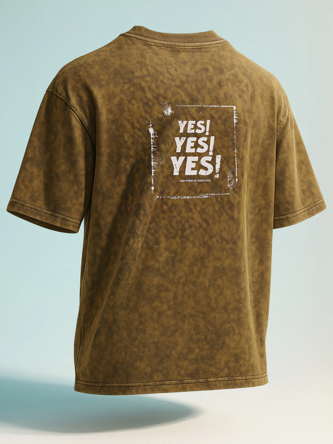 Men's Yellow Relaxed Fit Graphic Printed 240 GSM Street Wear T-Shirt - Image 3