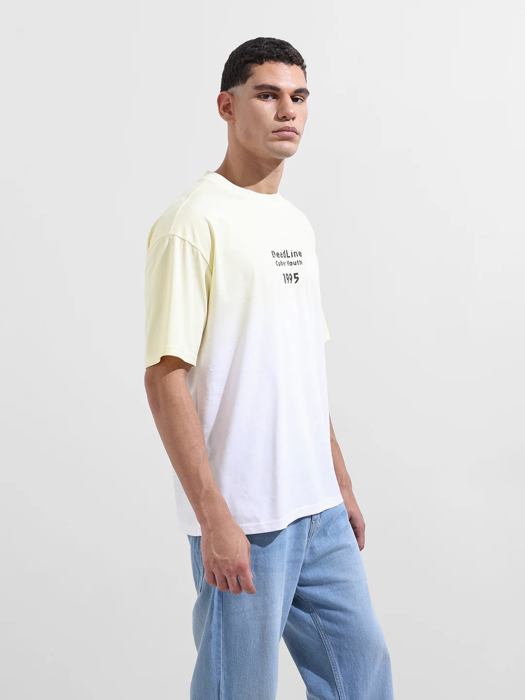Men's Yellow Relaxed Fit Printed 240 GSM Street Wear T-Shirt - Image 6
