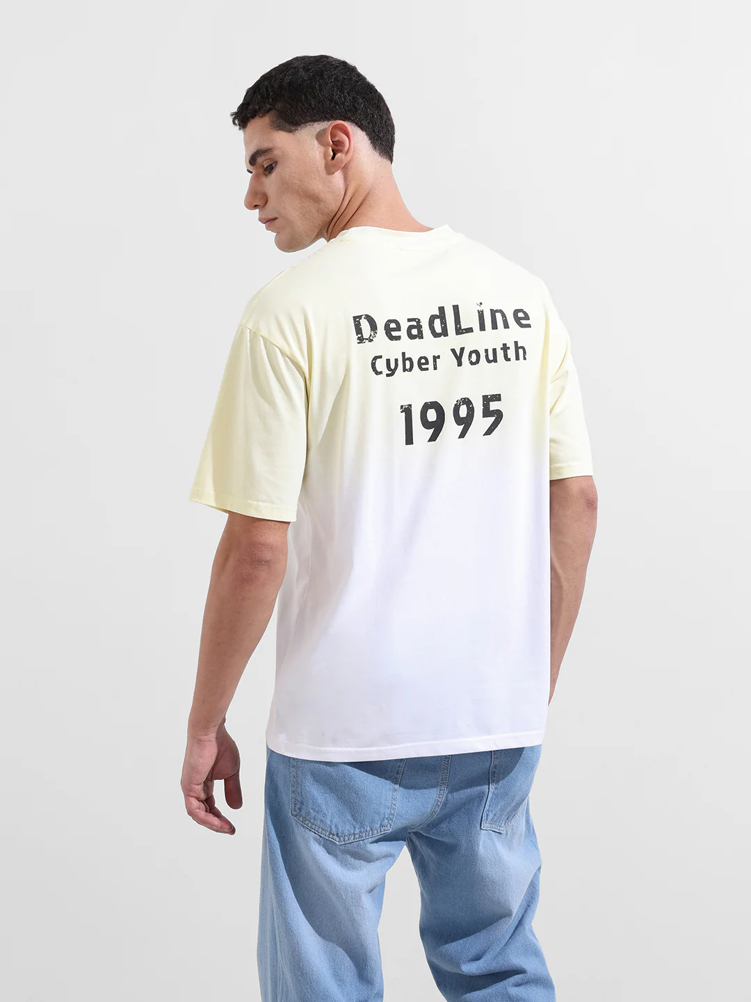 Men's Yellow Relaxed Fit Printed 240 GSM Street Wear T-Shirt - Image 8