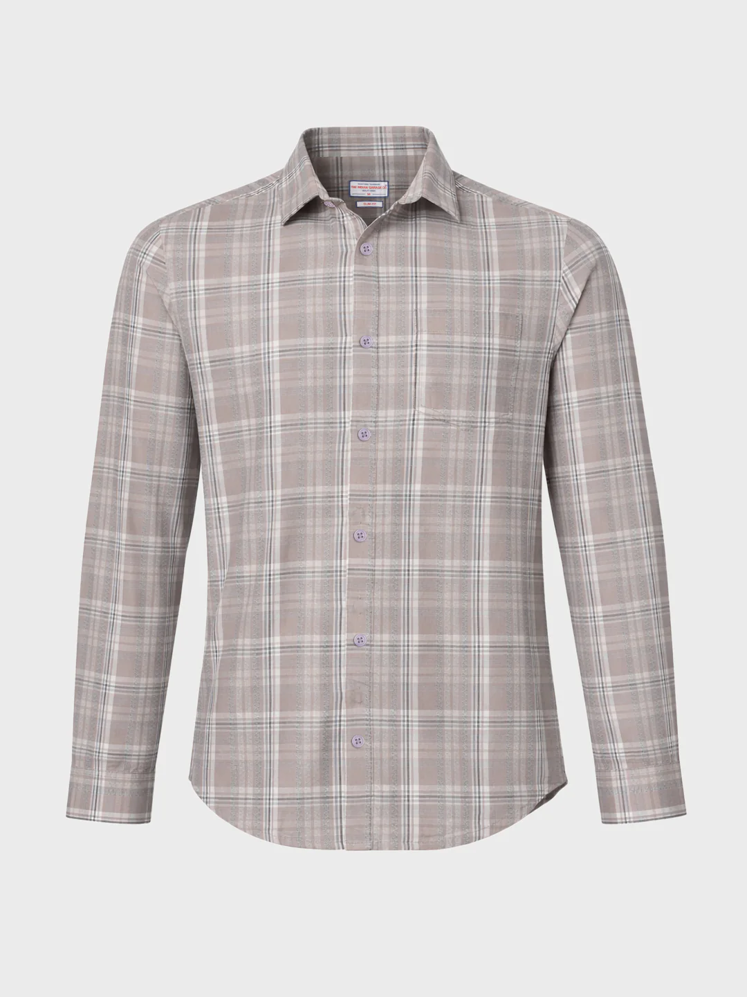 Men's Grey Slim Fit Checkered Casual Shirt - Image 6