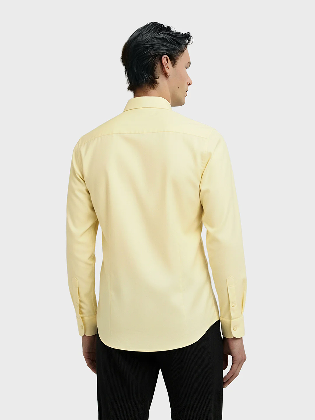 Men's Yellow Slim Fit Party Wear Solid Shirt - Image 2
