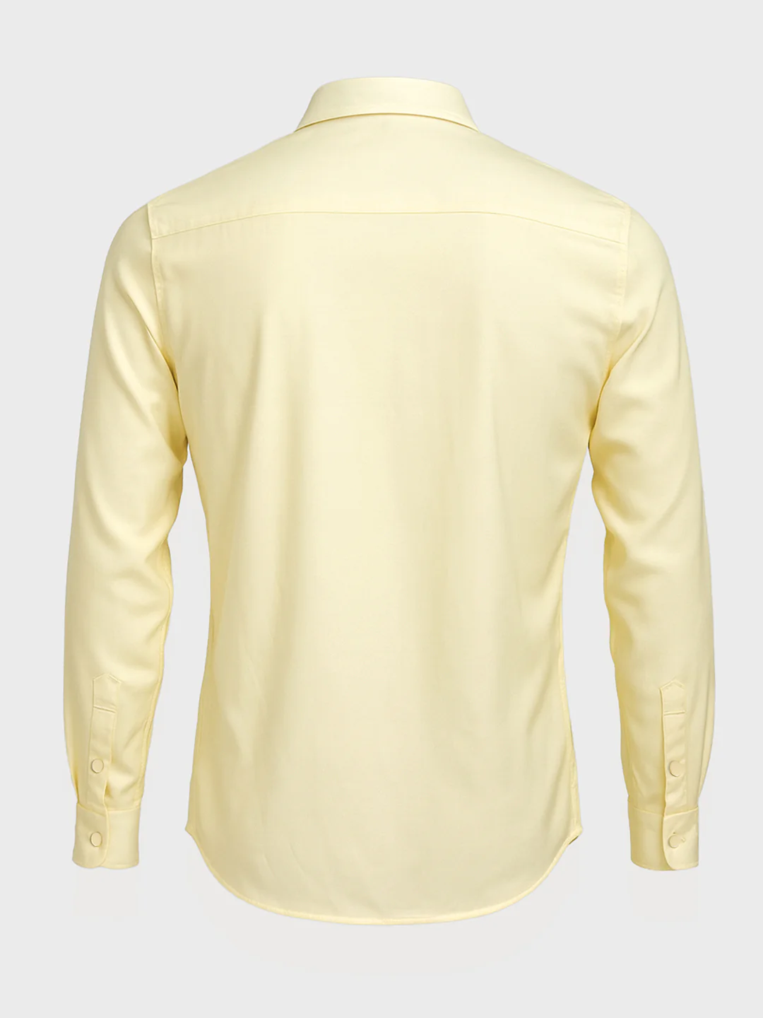 Men's Yellow Slim Fit Party Wear Solid Shirt - Image 4