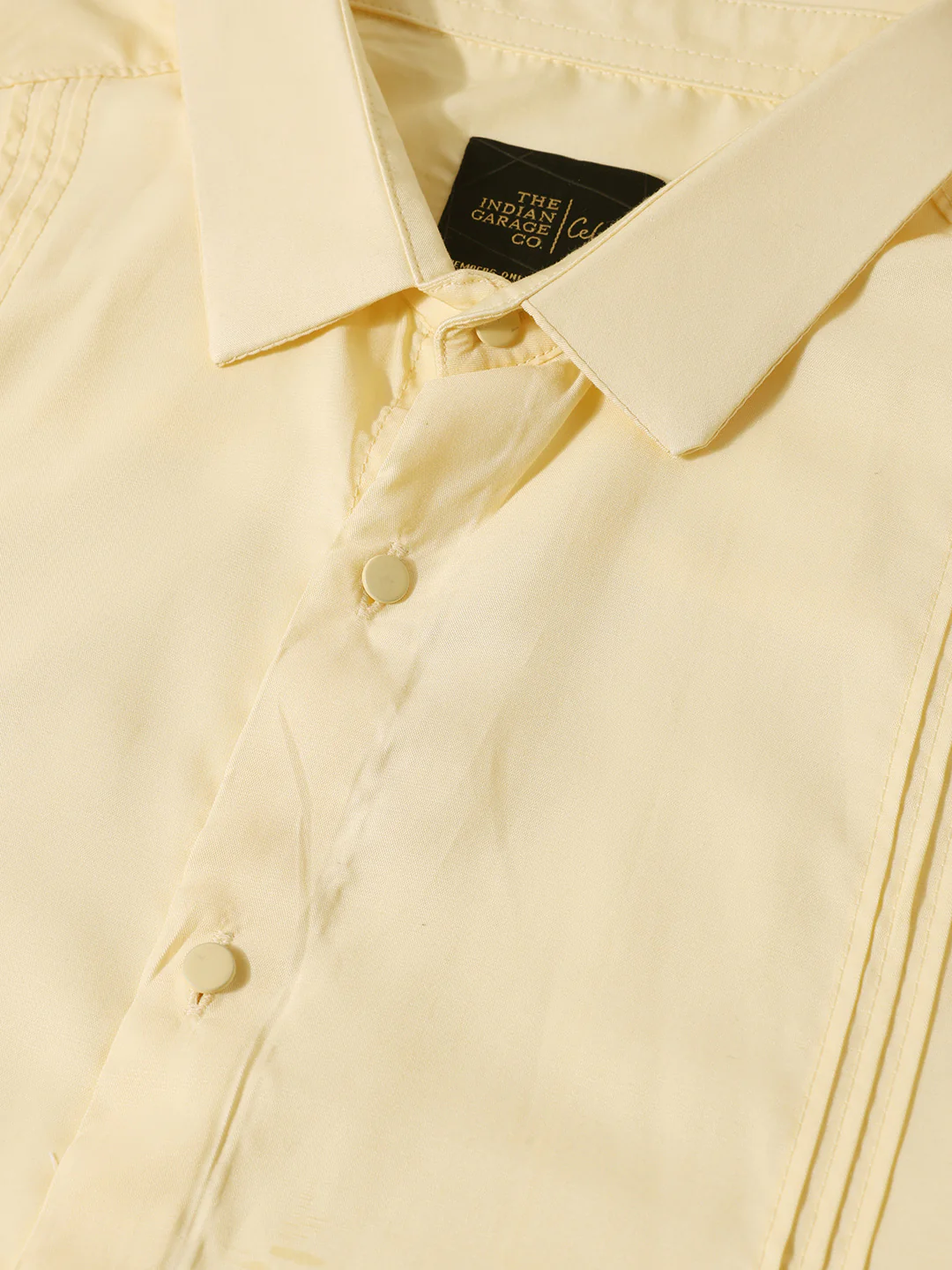 Men's Yellow Slim Fit Party Wear Solid Shirt - Image 5