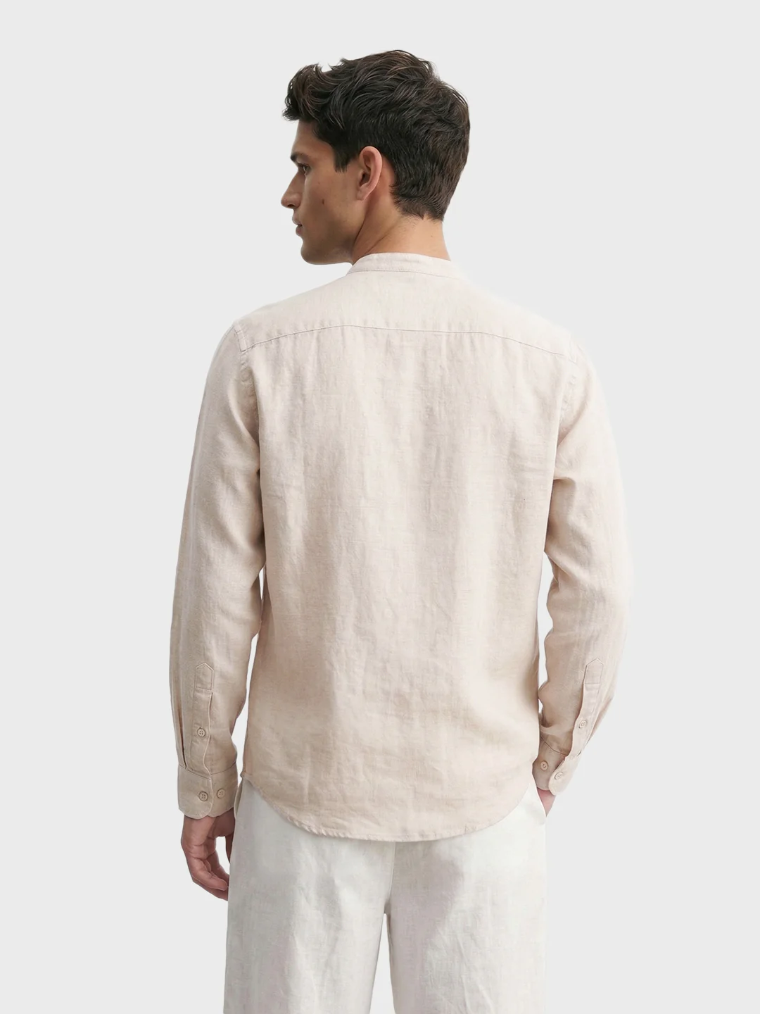 Men's Beige Slim Fit Solid Casual Shirts - Image 4