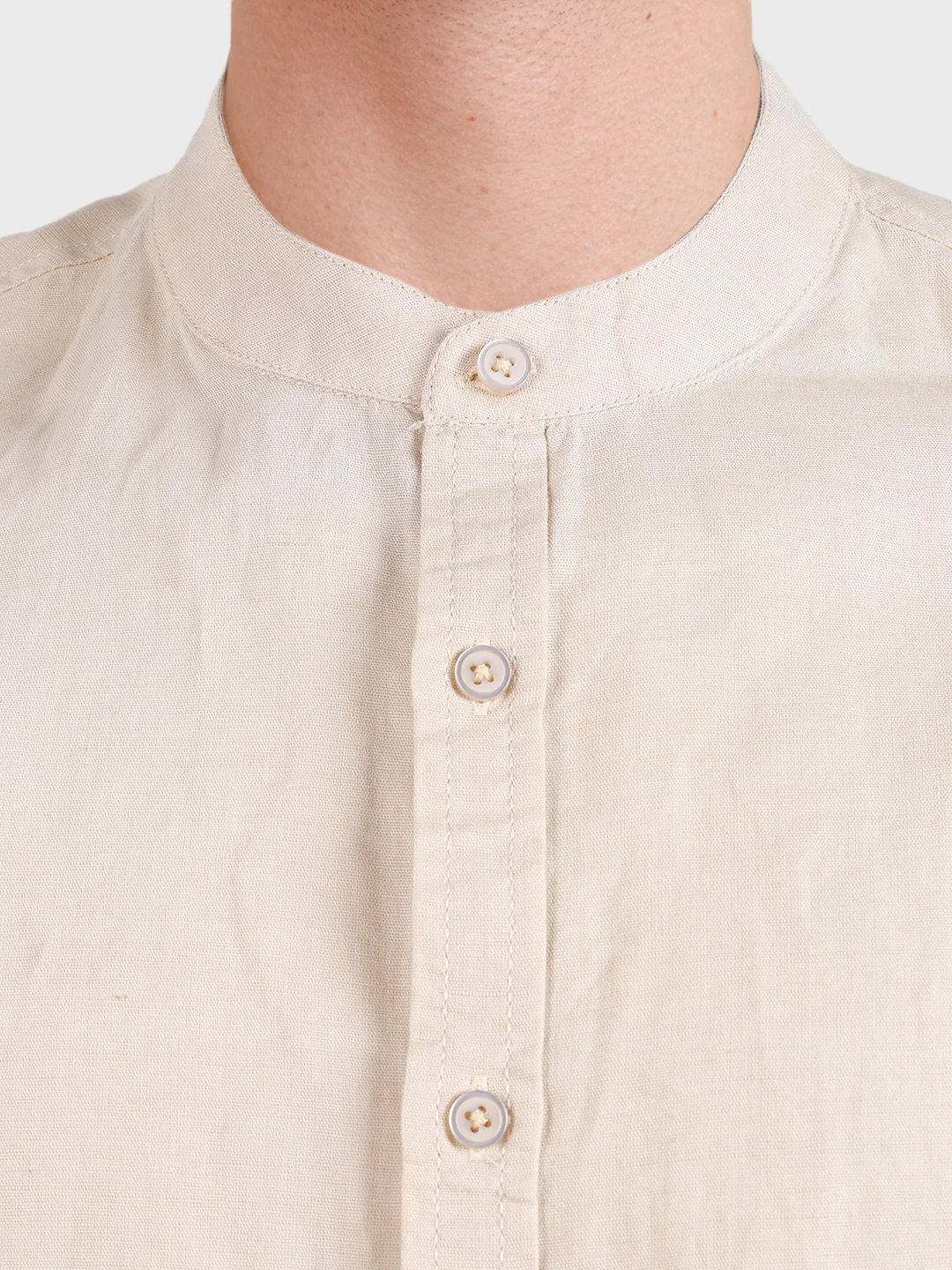 Men's Beige Slim Fit Solid Casual Shirts - Image 7