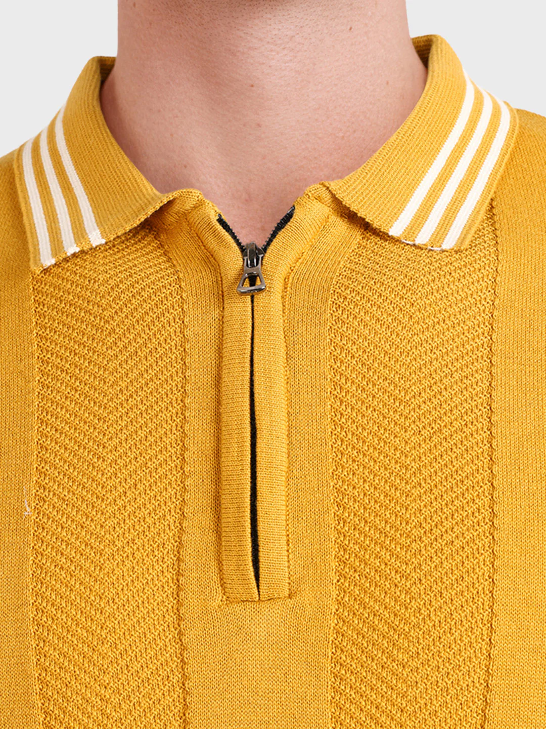 Men's Yellow Slim Fit Solid Casual T-Shirt - Image 3